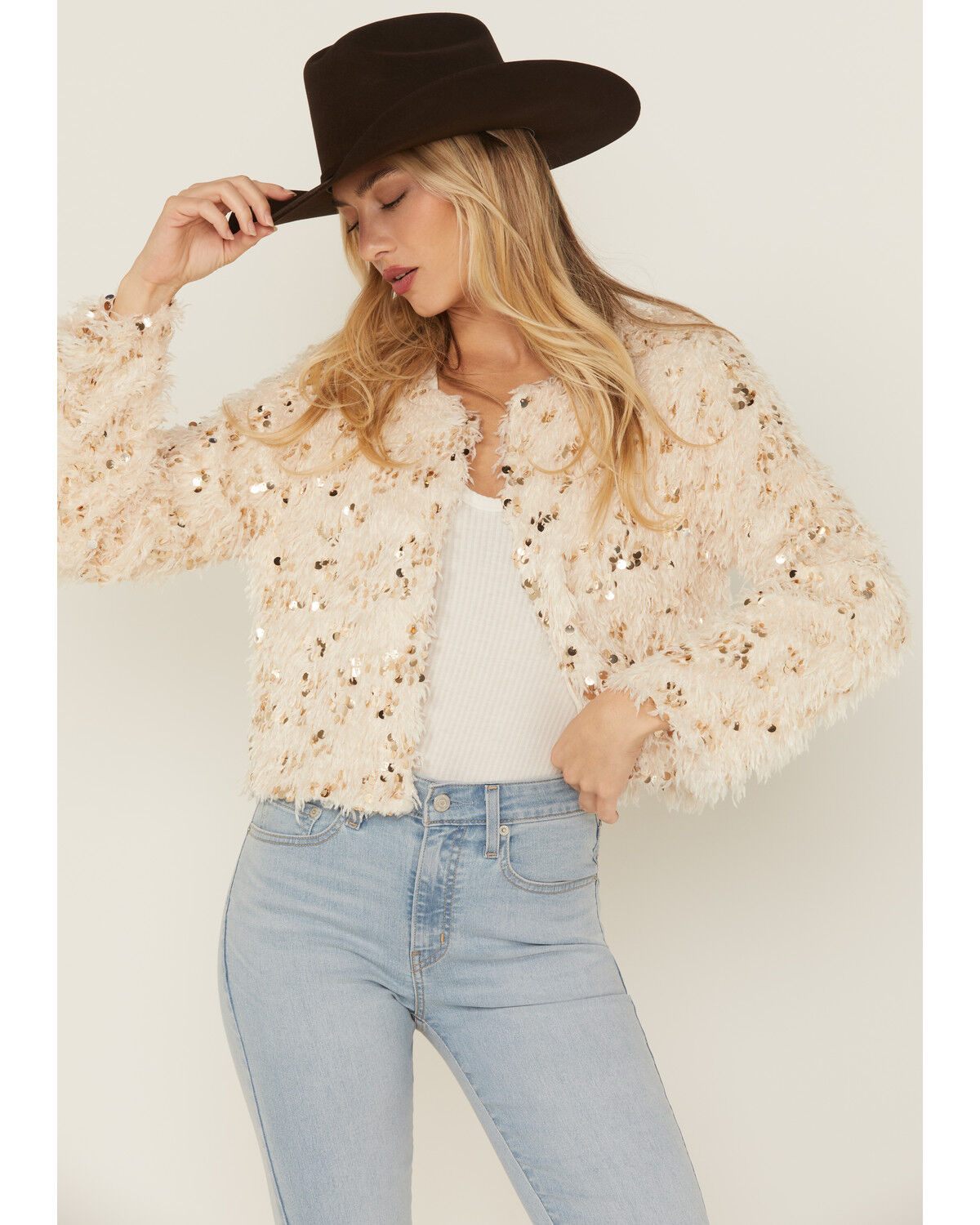 Women's Skies are Blue Feathered Cropped Jacket