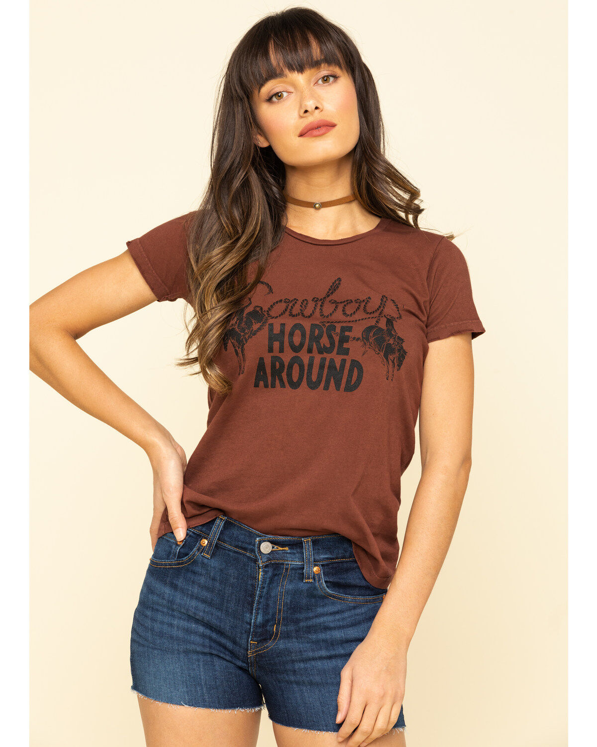 Women's Bandit Brand Cowboys Horse Around Graphic Short Sleeve Tee