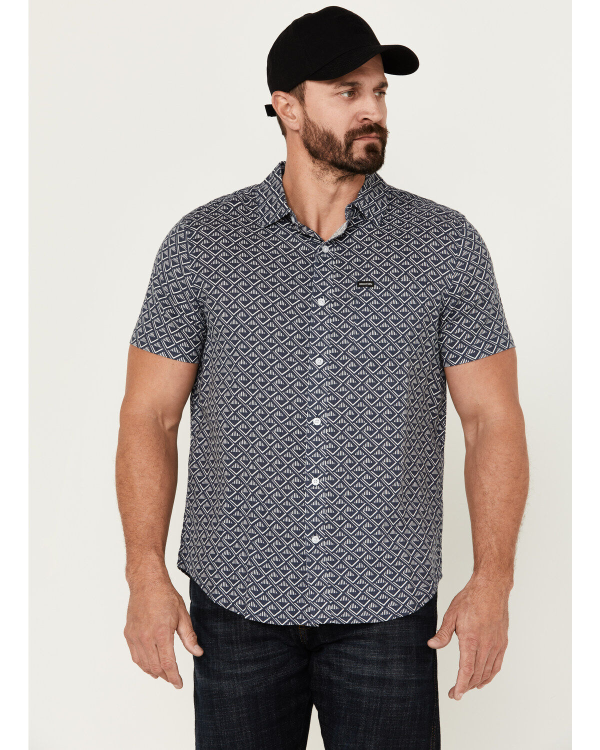 Men's Brixton Charter Tile Short Sleeve Button-Down Stretch Shirt