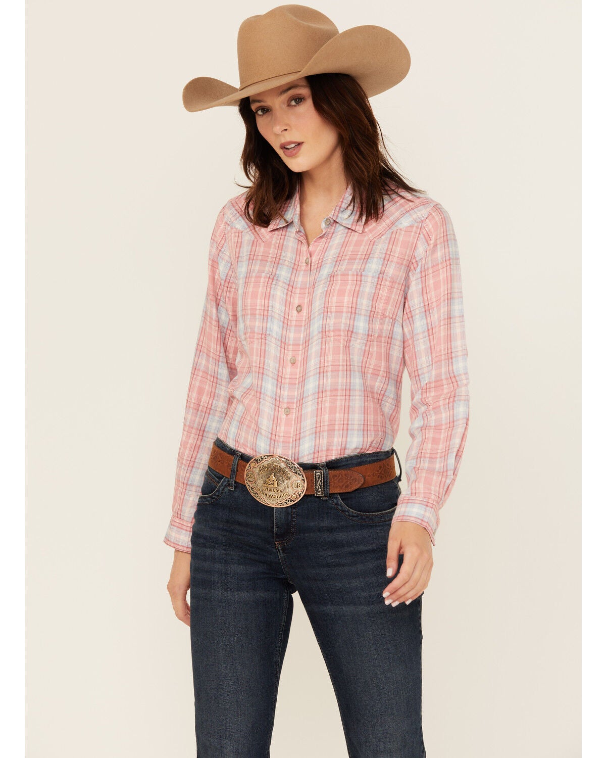 Women's Ariat Billie Jean Plaid Print Long Sleeve Button-Down Western