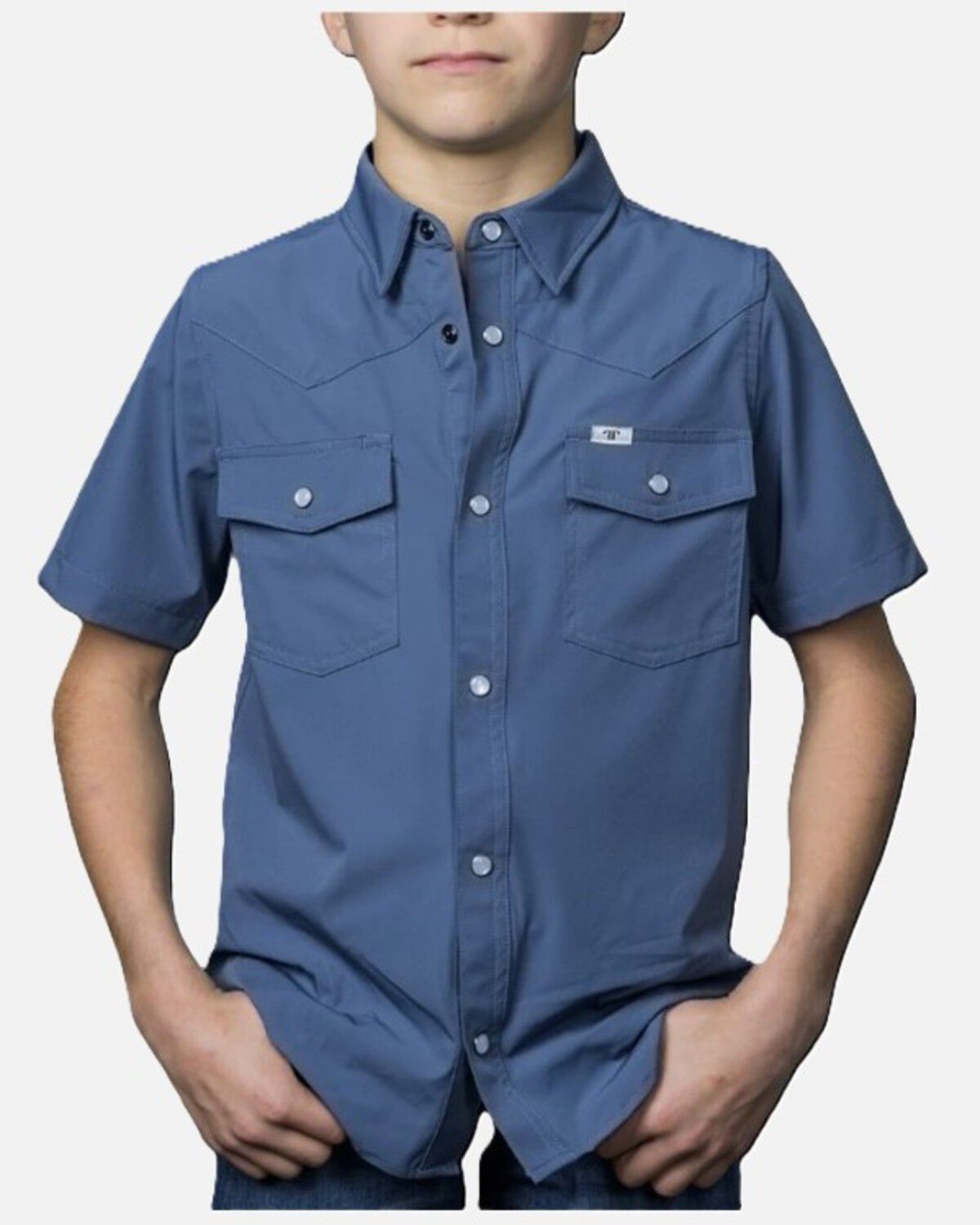Boys' Ferrell Core Tek Solid Short Sleeve Pearl Snap Performance Weste