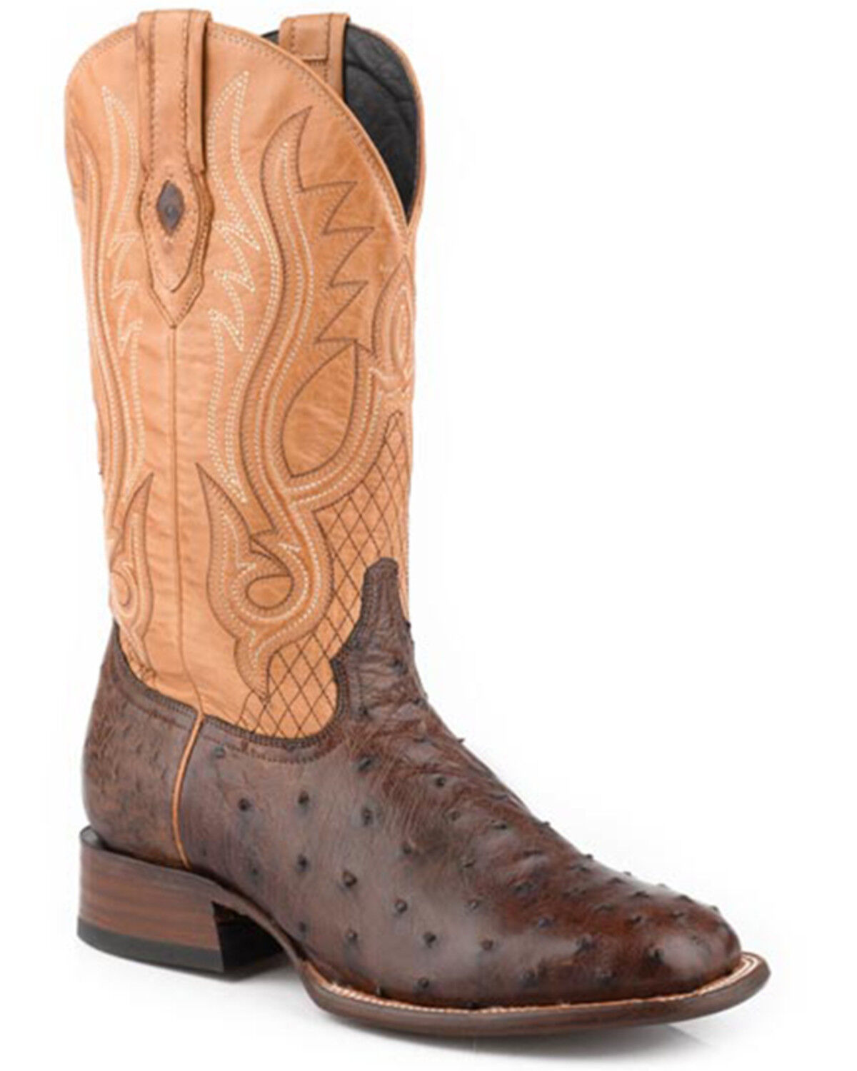 Men's Stetson Exotic Ostrich Ozzy Tall Western Boots - Broad Square To