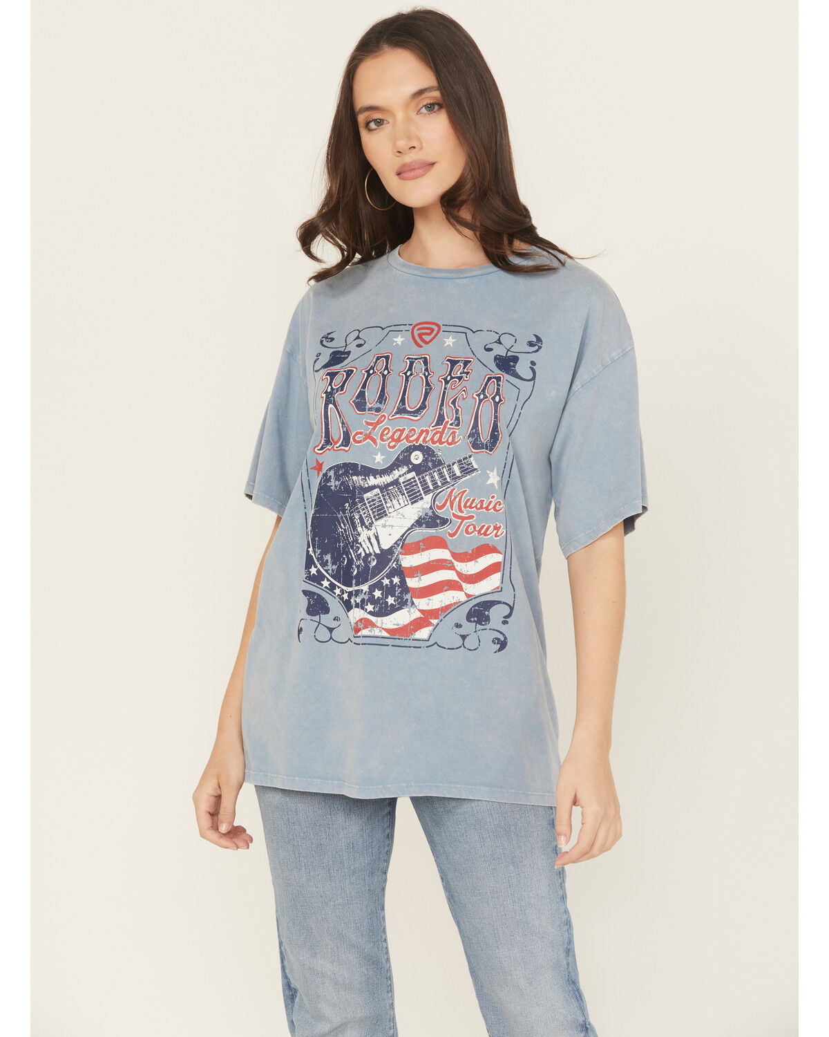 Women's Rock & Roll Denim Rodeo Guitar Short Sleeve Graphic Tee