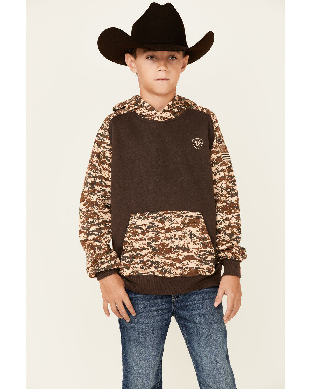 Boys' Ariat Patriot Desert Camo Hooded Sweatshirt