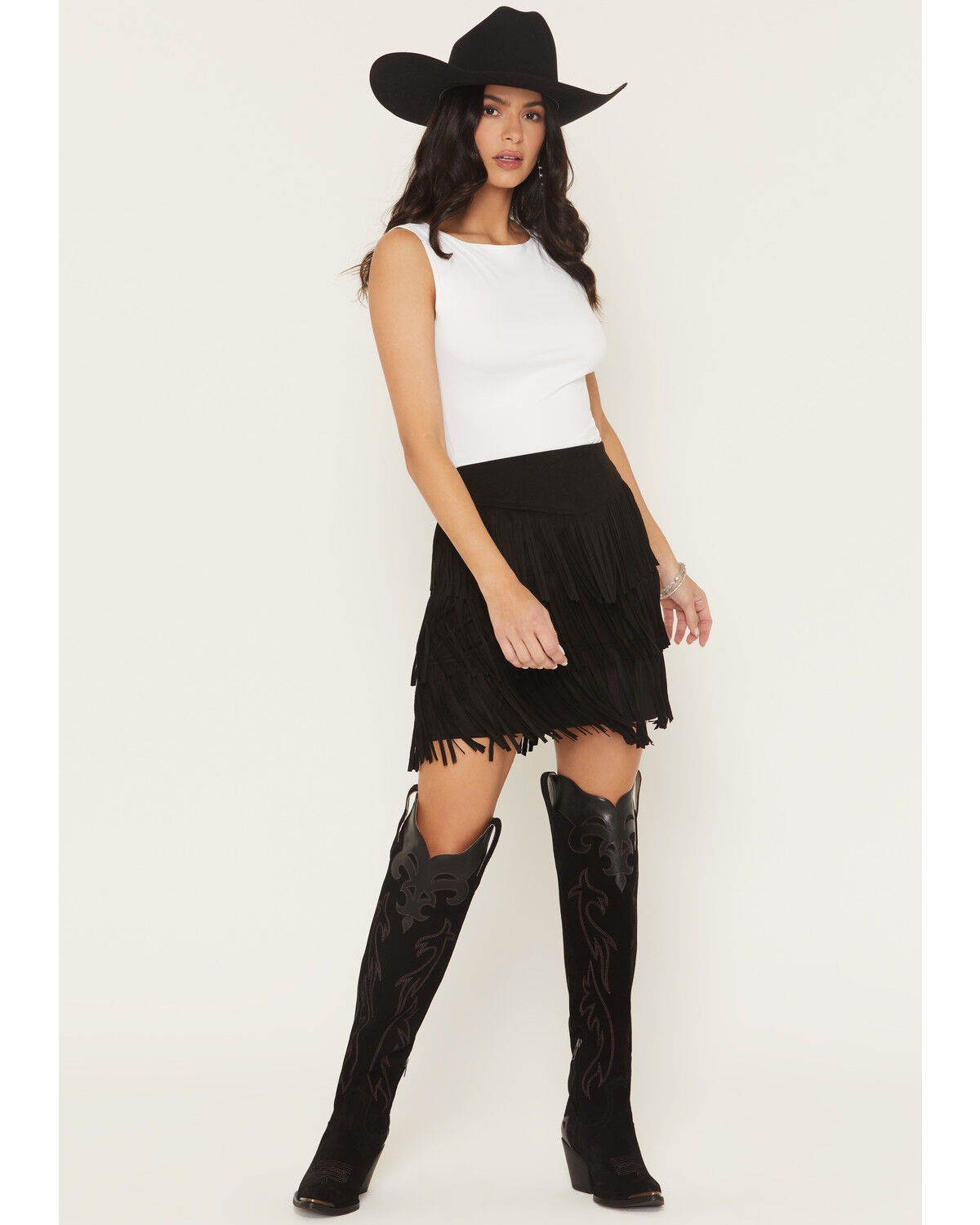 Women's Fornia Faux Suede Fringe Mini Skirt