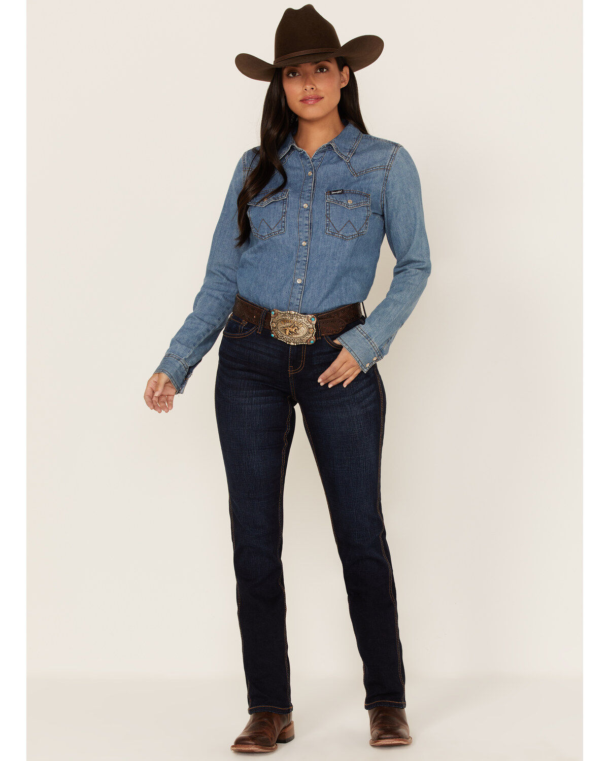 Women's RANK 45 Dark Wash Mid Straight Riding Jeans