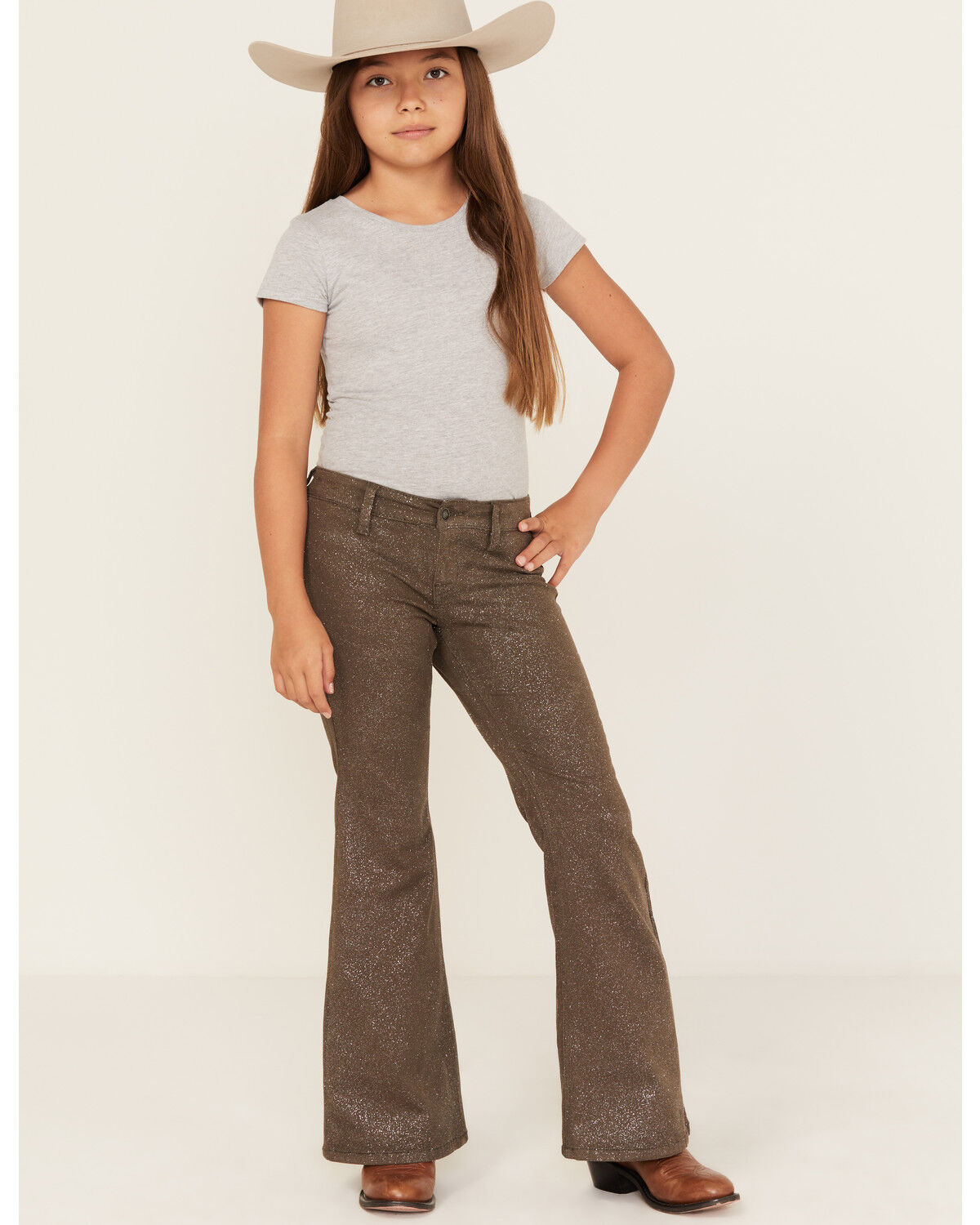 Girls' Rock & Roll Denim Glitter Stretch Flare Jeans