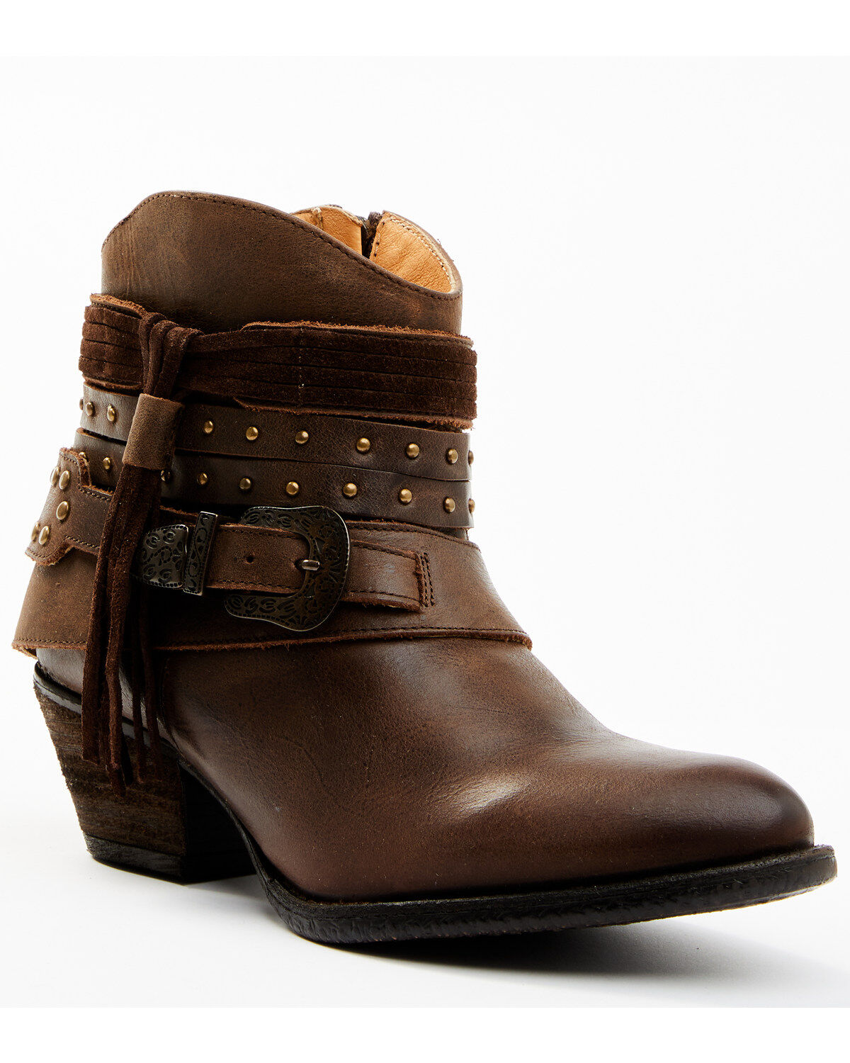 Women's Shyanne Sevilla Buckle Fringe Western Booties - Round Toe