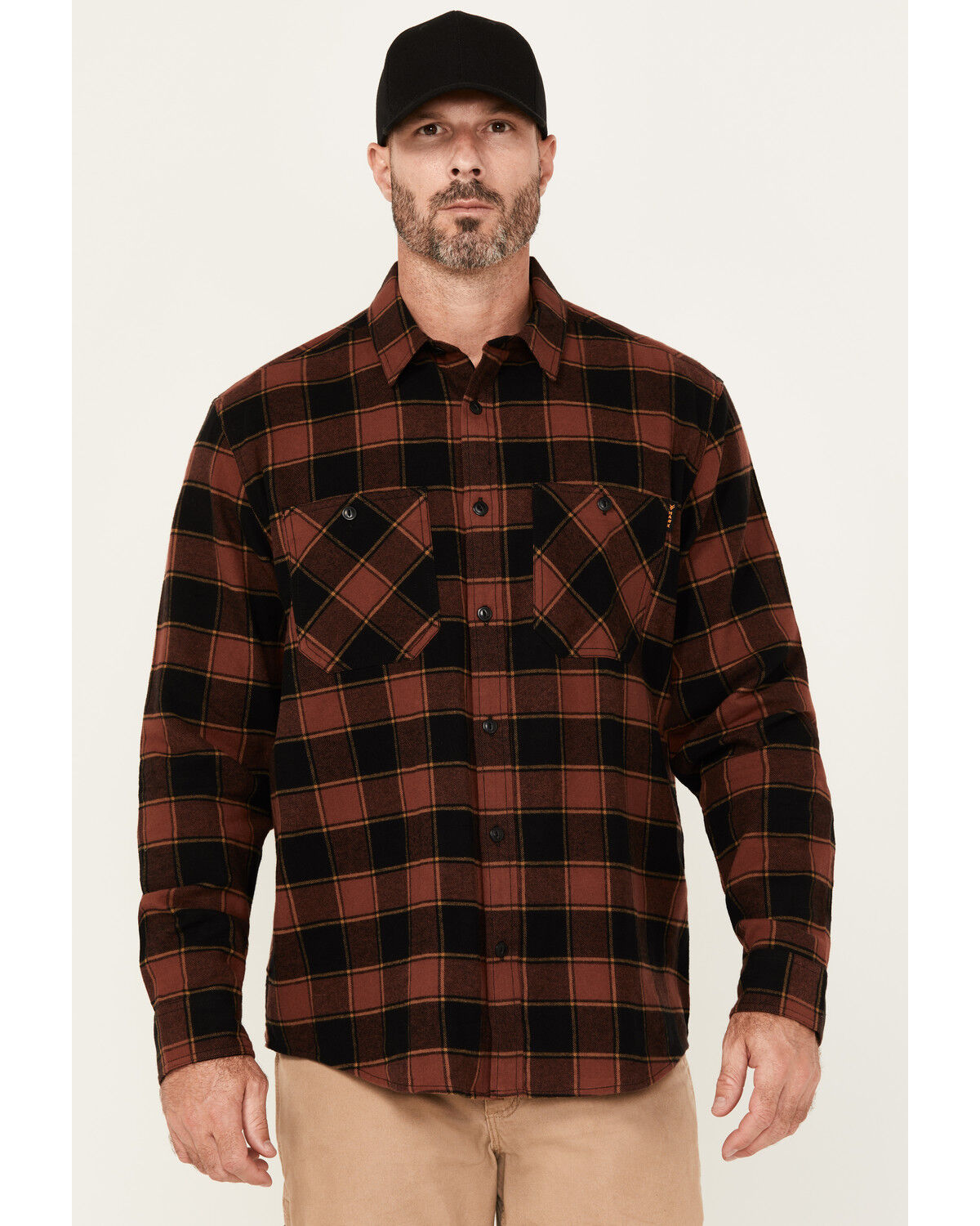 Men's Hawx Buck Plaid Print Long Sleeve Button-Down Flannel Shirt