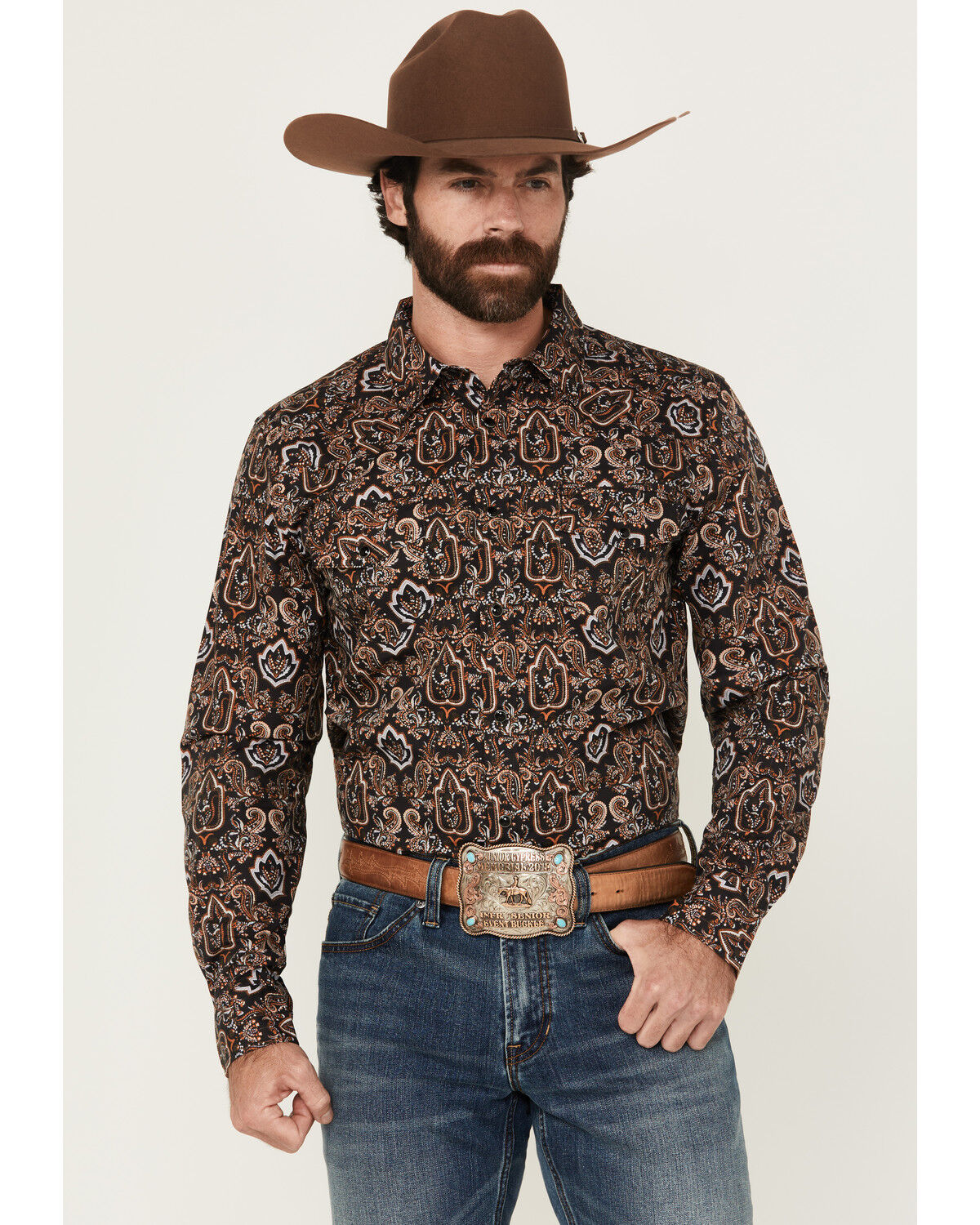 Men's Gibson Reward Medallion Print Long Sleeve Snap Western Shirt