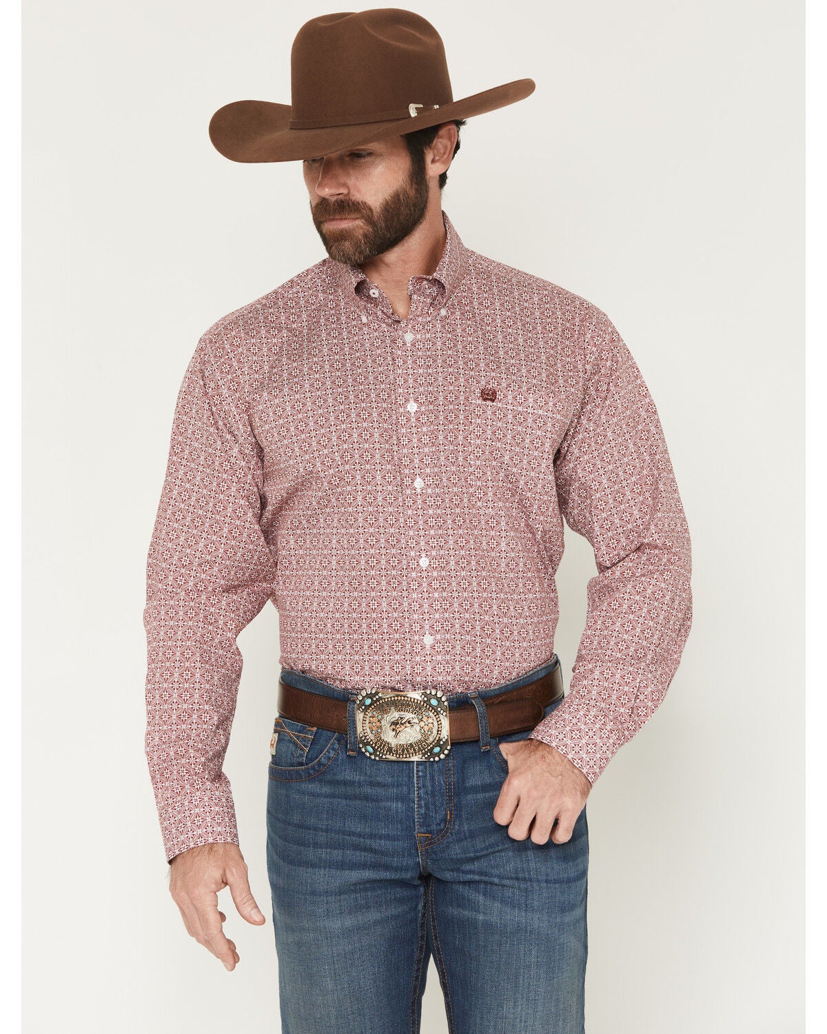 Men's Cinch Medallion Print Long Sleeve Button-Down Western Shirt