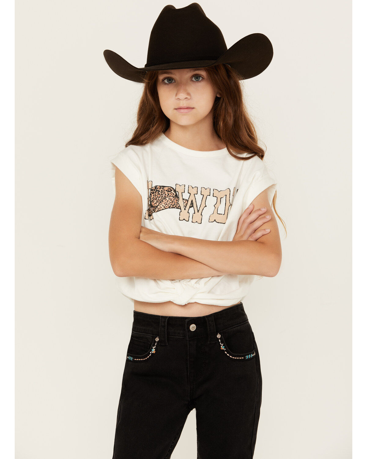 Girls' Saints & Hearts Howdy Tie Front Short Sleeve Graphic Tee