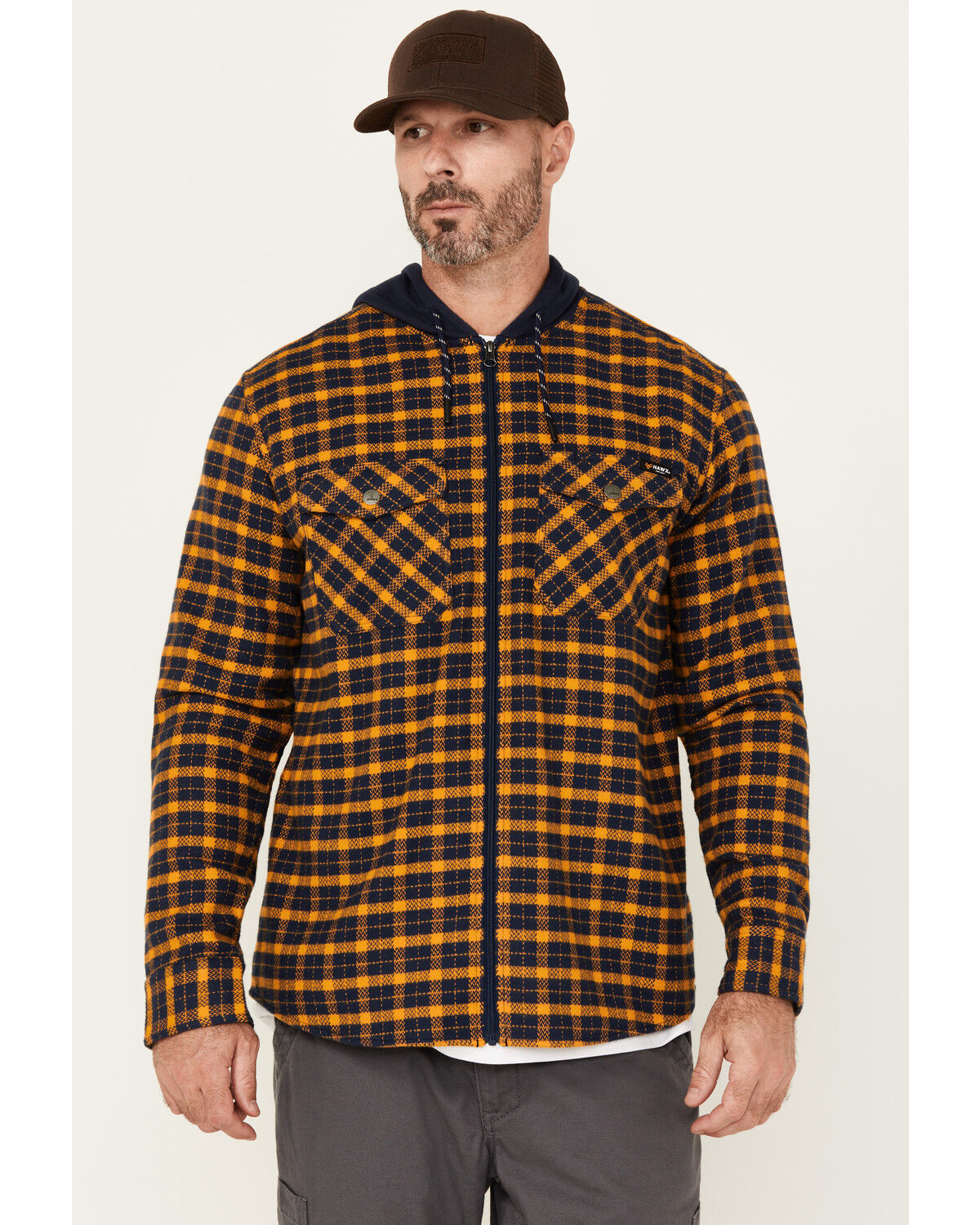 Men's Hawx Jacob Plaid Print Long Sleeve Hooded Flannel Shirt