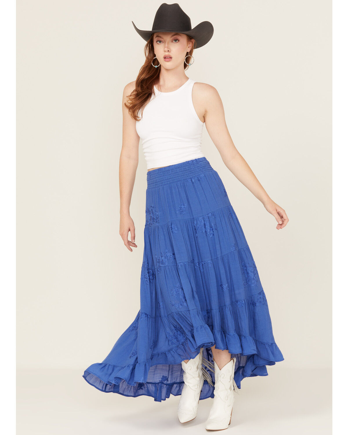 Women's Wild Moss Embroidered High-Low Skirt