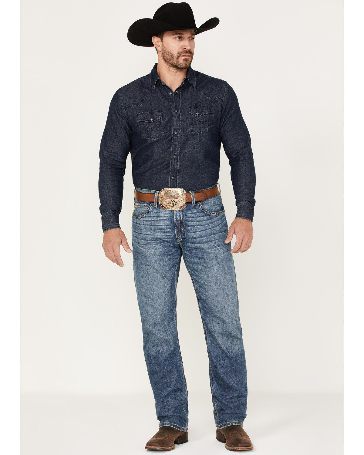 Men's Ariat M4 Riverbend Landry Medium Wash Relaxed Straight Jeans