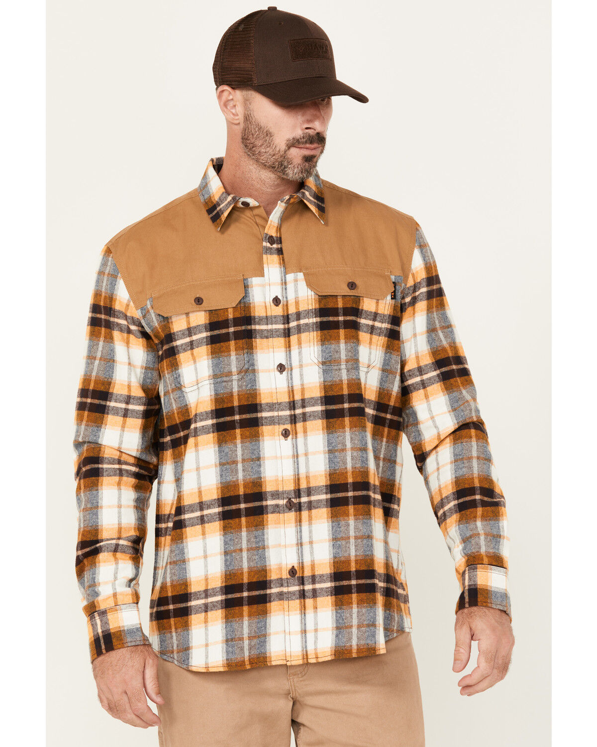 Men's Hawx Wilson Plaid Print Long Sleeve Button-Down Flannel Work Shi