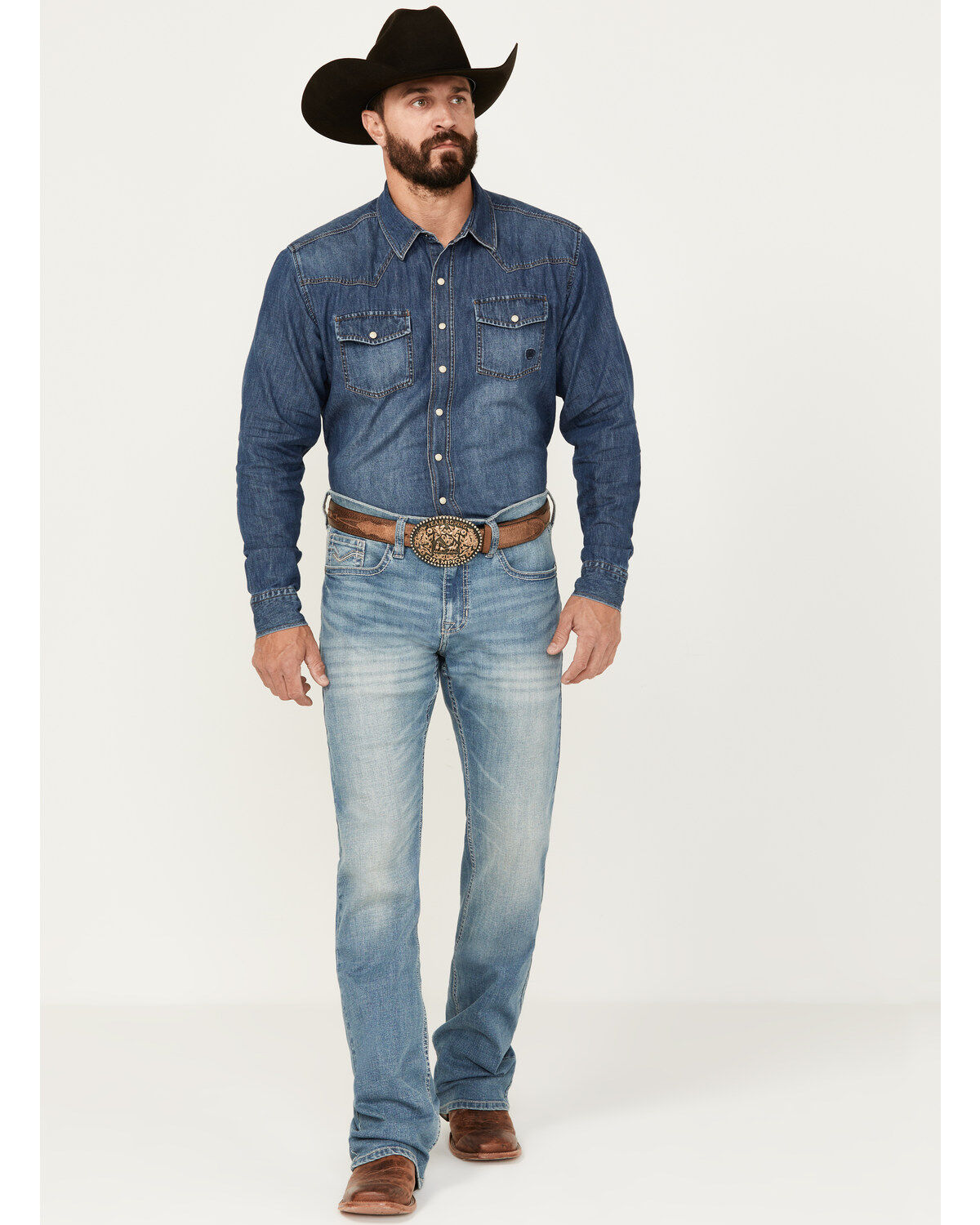 Men's Cody James Bandera Light Wash Slim Bootcut Stretch Denim Jeans