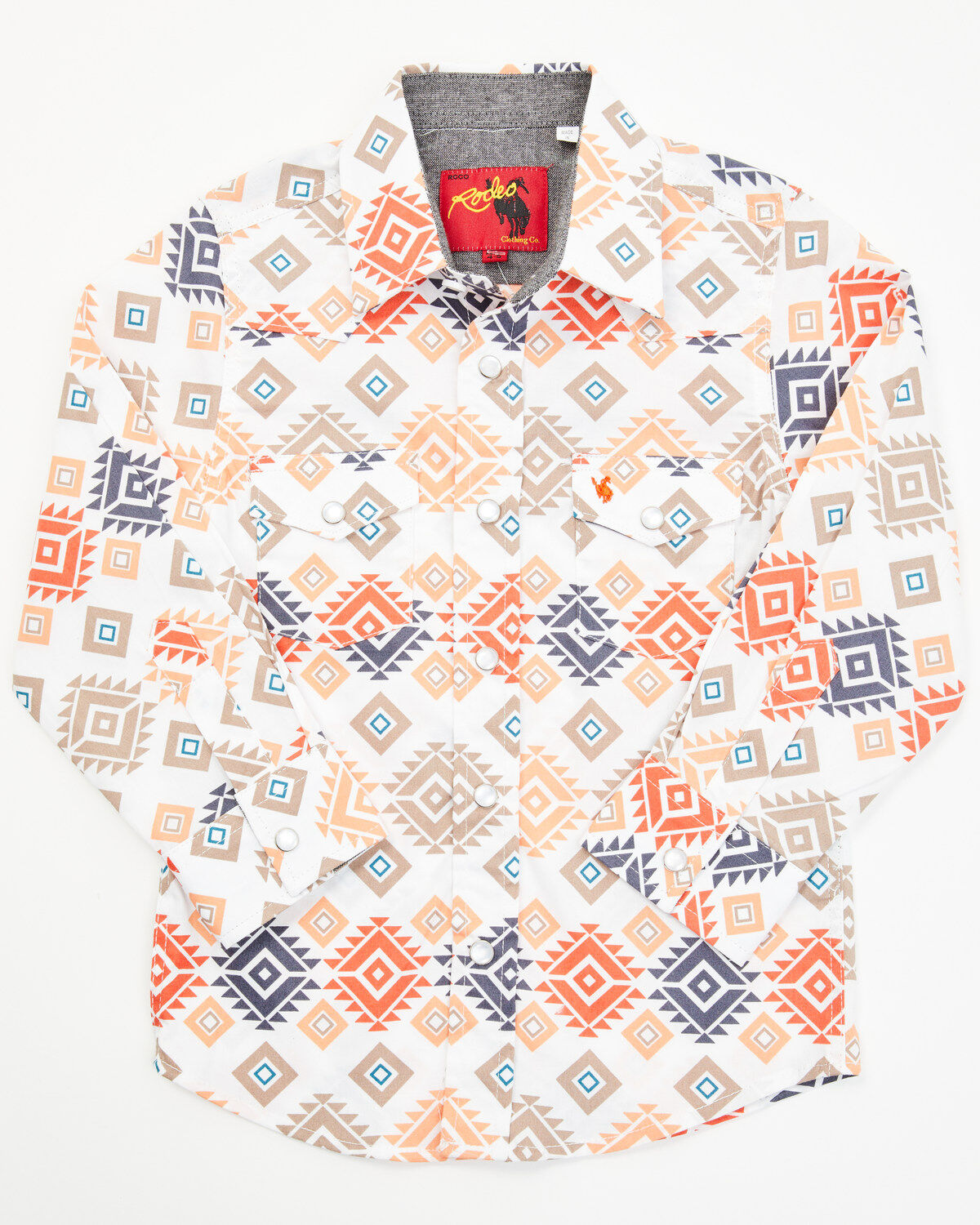 Boys' Rodeo Clothing Little Geo Print Long Sleeve Snap Western Shirt