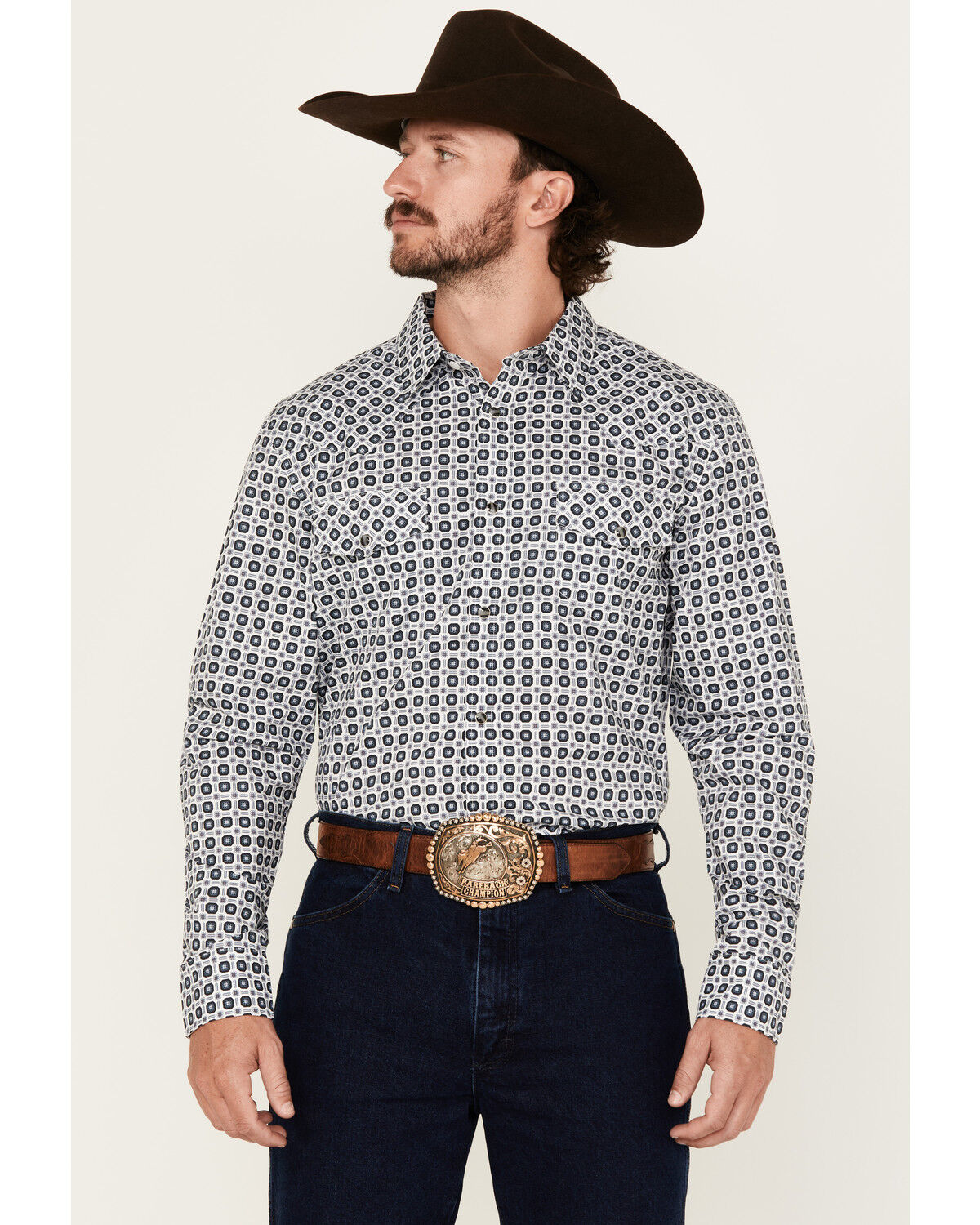 Men's Gibson Trading Co Sprout Geo Print Long Sleeve Snap Stretch West