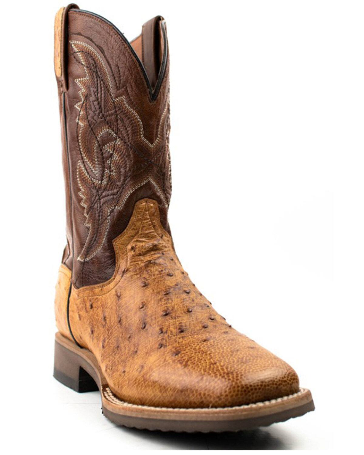 Men's Dan Post Saddle Hand Quill Ostrich Western Boots - Broad Square