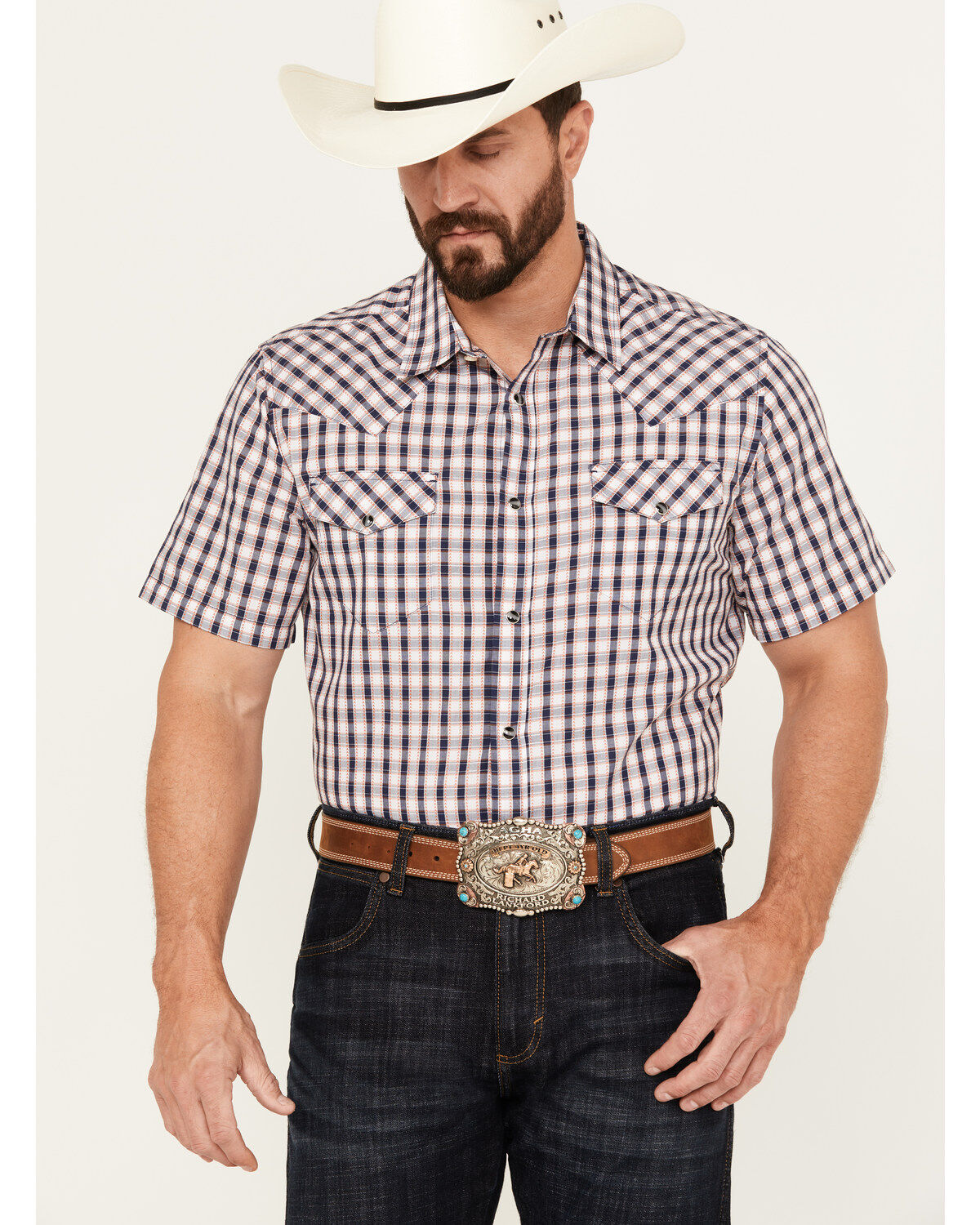 Men's Gibson Trading Co Pointed Arrow Plaid Short Sleeve Western Snap