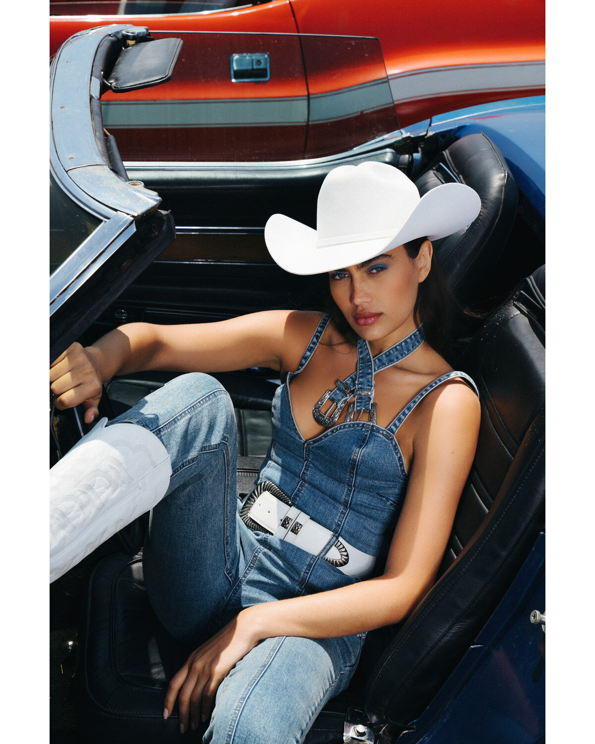 Women's Rock & Roll Denim Medium Wash Straight Leg Stretch Jumpsuit