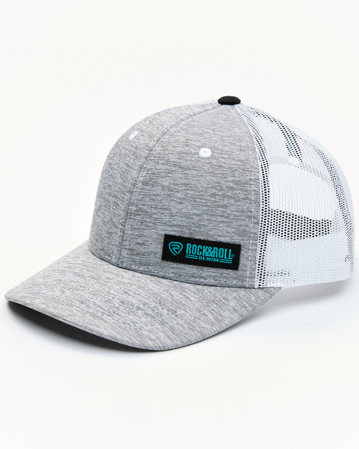 Men's Rock & Roll Denim Corner Logo Patch Mesh-Back Ball Cap