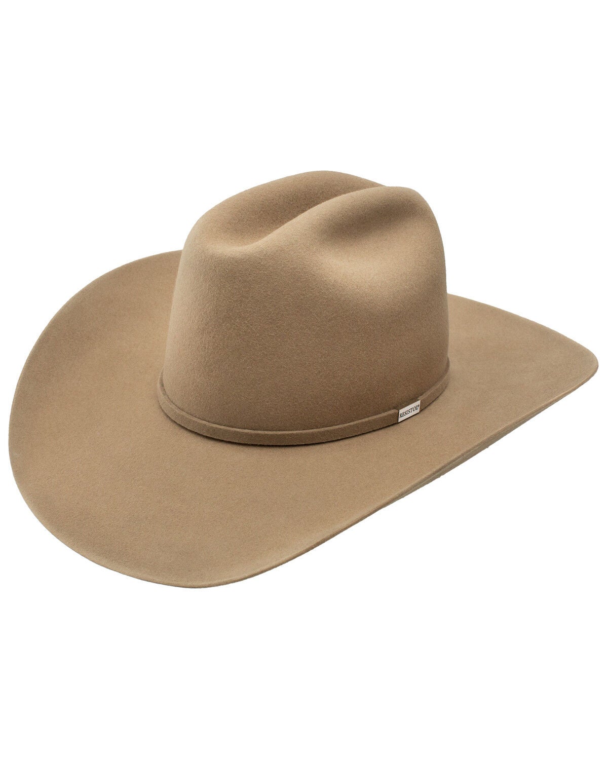 Resistol Five Star Felt Cowboy Hat in Sand – 4 1/4" Brim Cattleman Crease Western Hat, Size 7 1/2, Made in USA