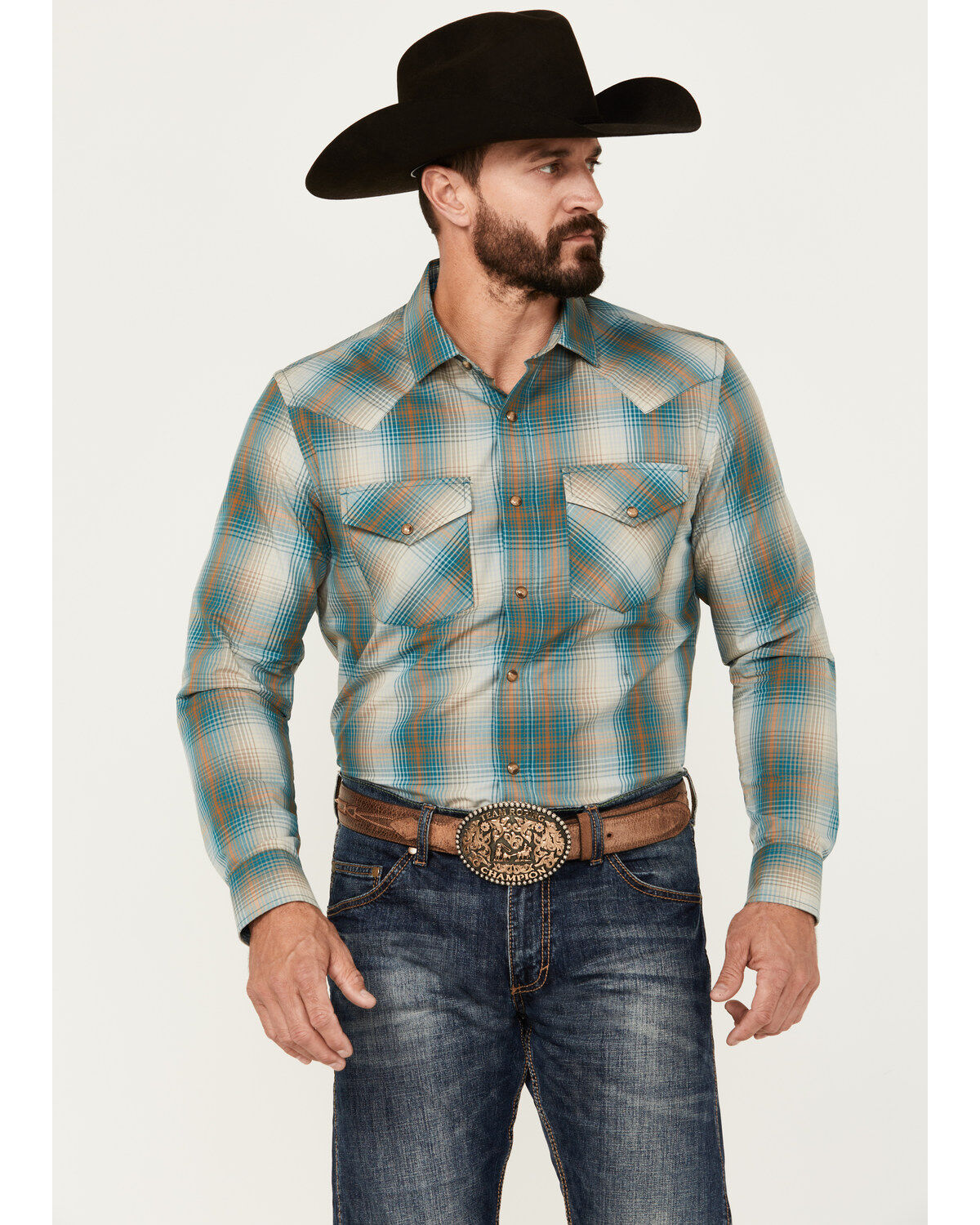 Men's Pendleton Frontier Plaid Print Long Sleeve Snap Western Shirt