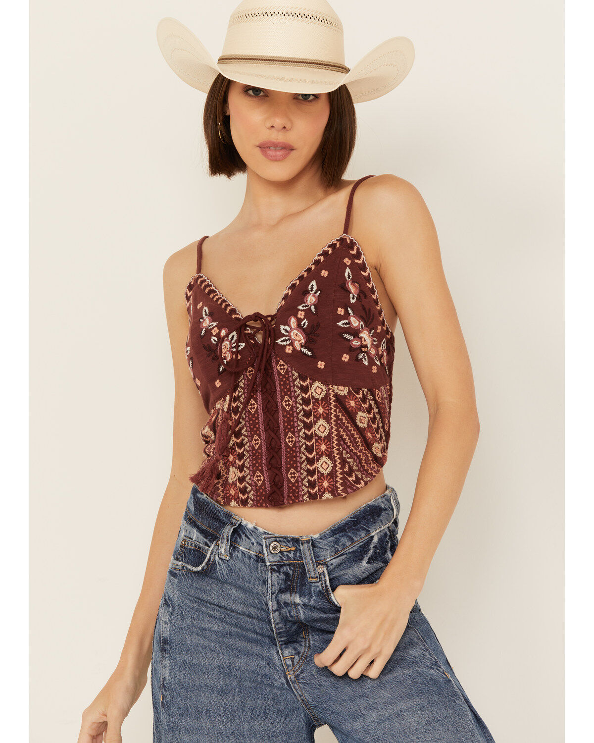 Women's Shyanne Lace Front Embroidered Corset Top