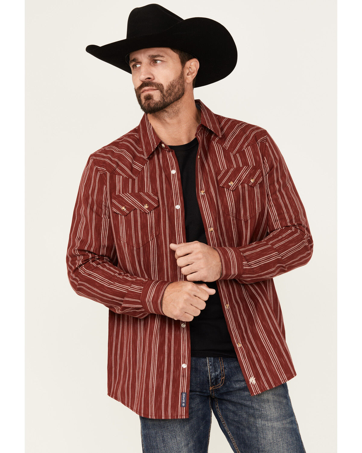 Men's Moonshine Spirit El Jefe Dobby Striped Print Long Sleeve Snap We