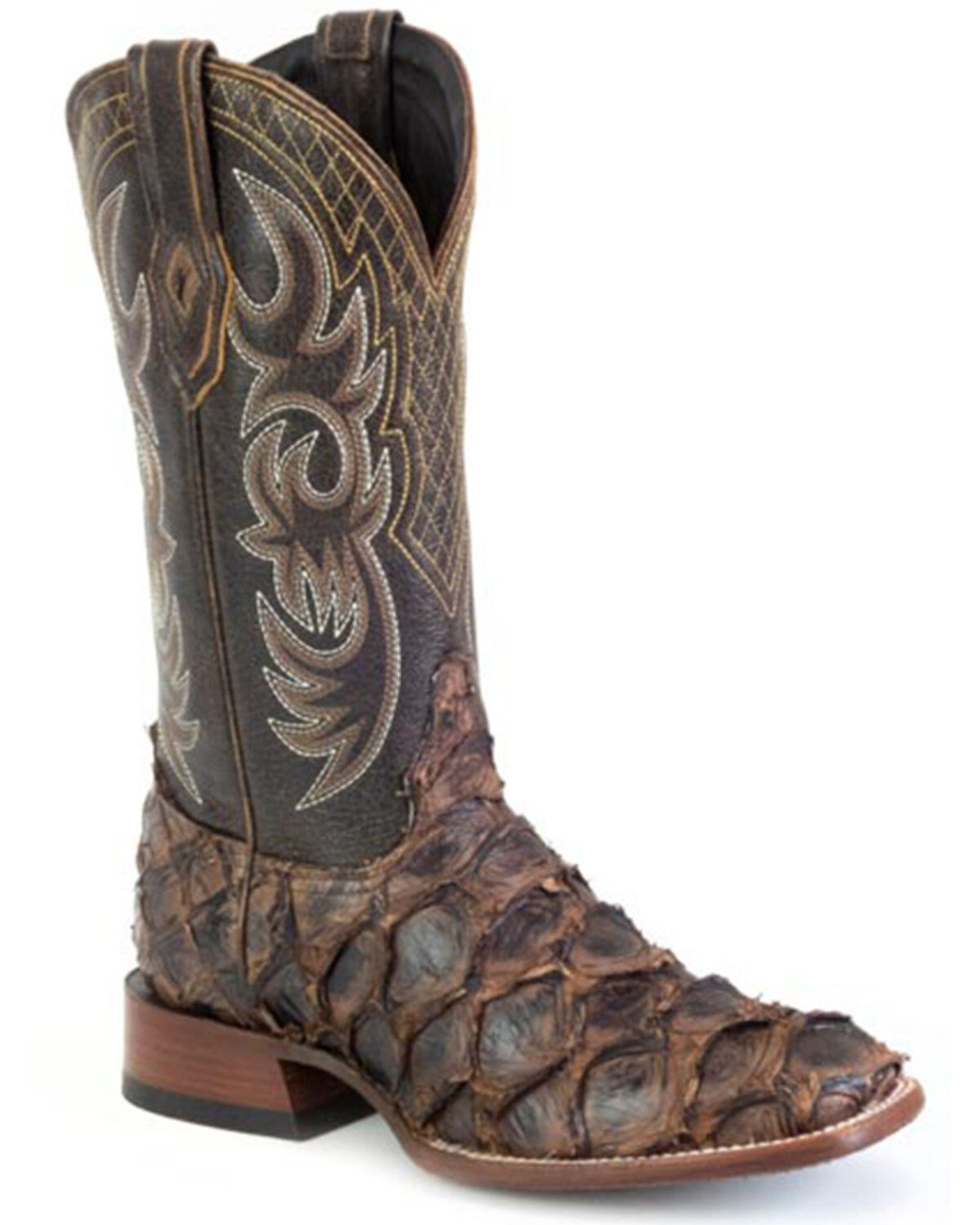 Men's Stetson Exotic Pirarucu Western Boots - Broad Square Toe