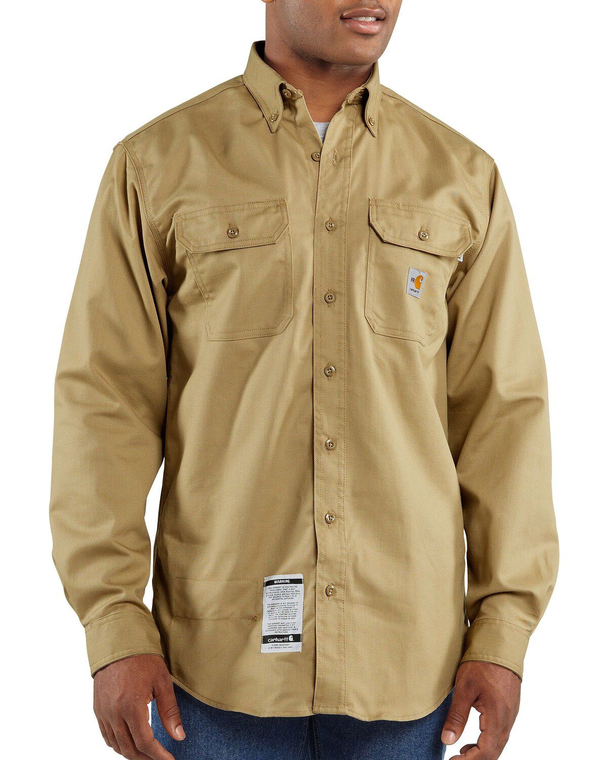 Men's Carhartt Solid FR Long Sleeve Button-Down Work Shirt - Big & Tal