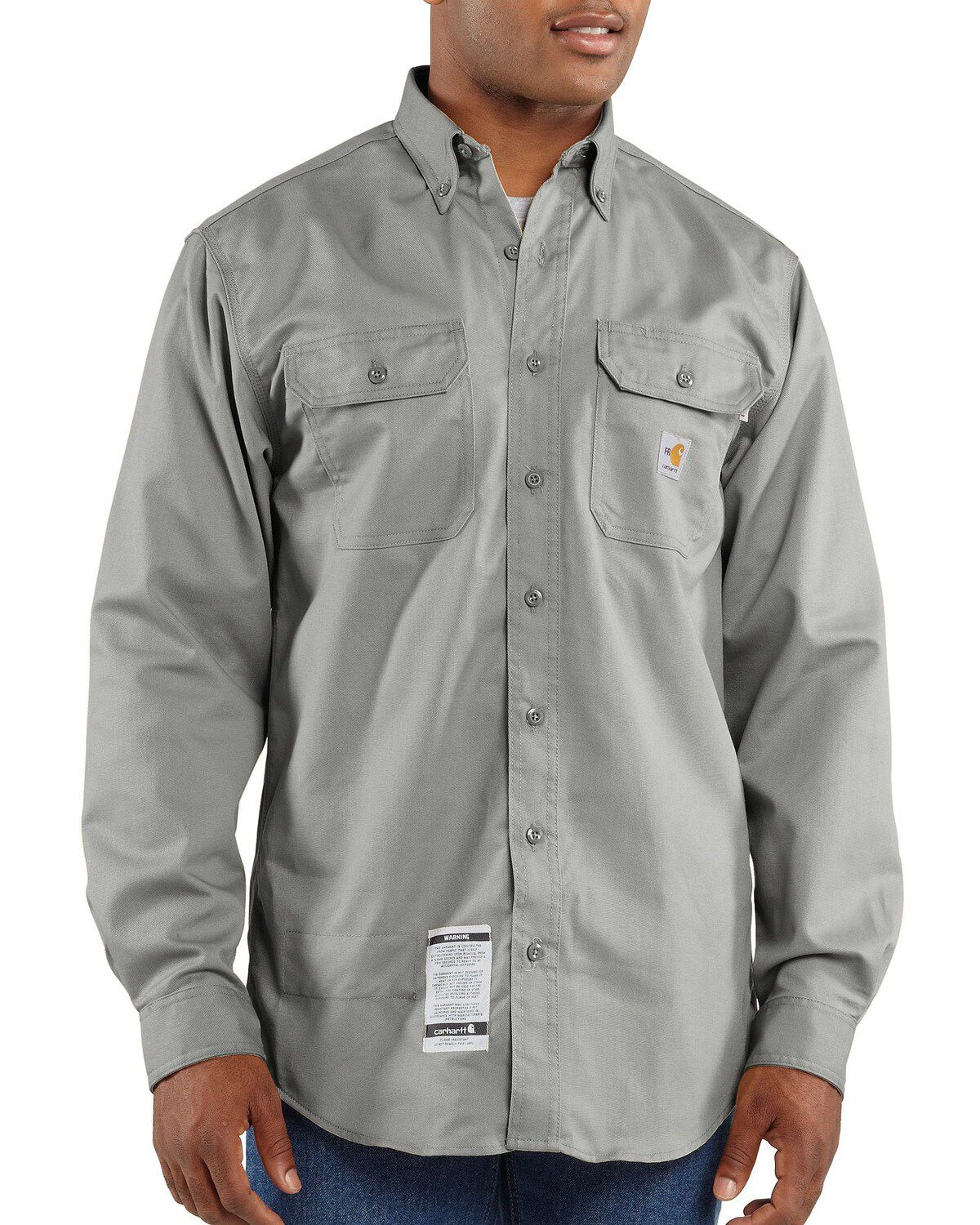 Men's Carhartt Solid FR Long Sleeve Button-Down Work Shirt - Big & Tal