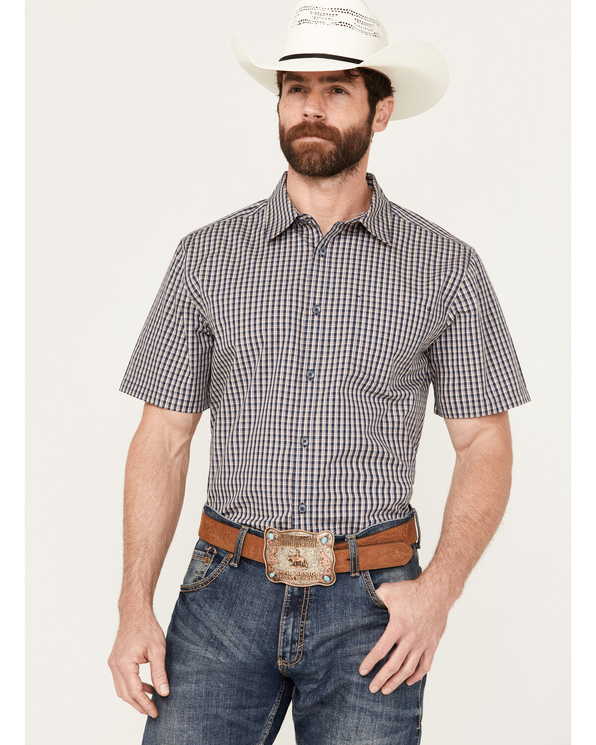Men's Gibson Tempe Small Plaid Print Short Sleeve Button-Down Western