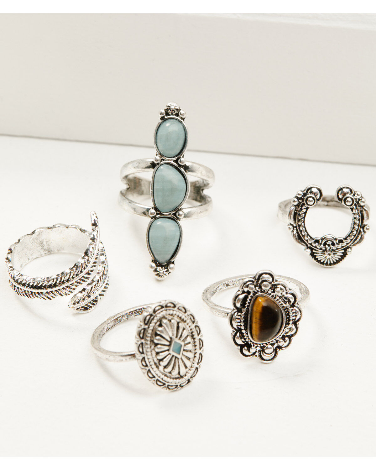 Women's Shyanne Juniper Sky Squash Blossom Ring Set - 5 Piece
