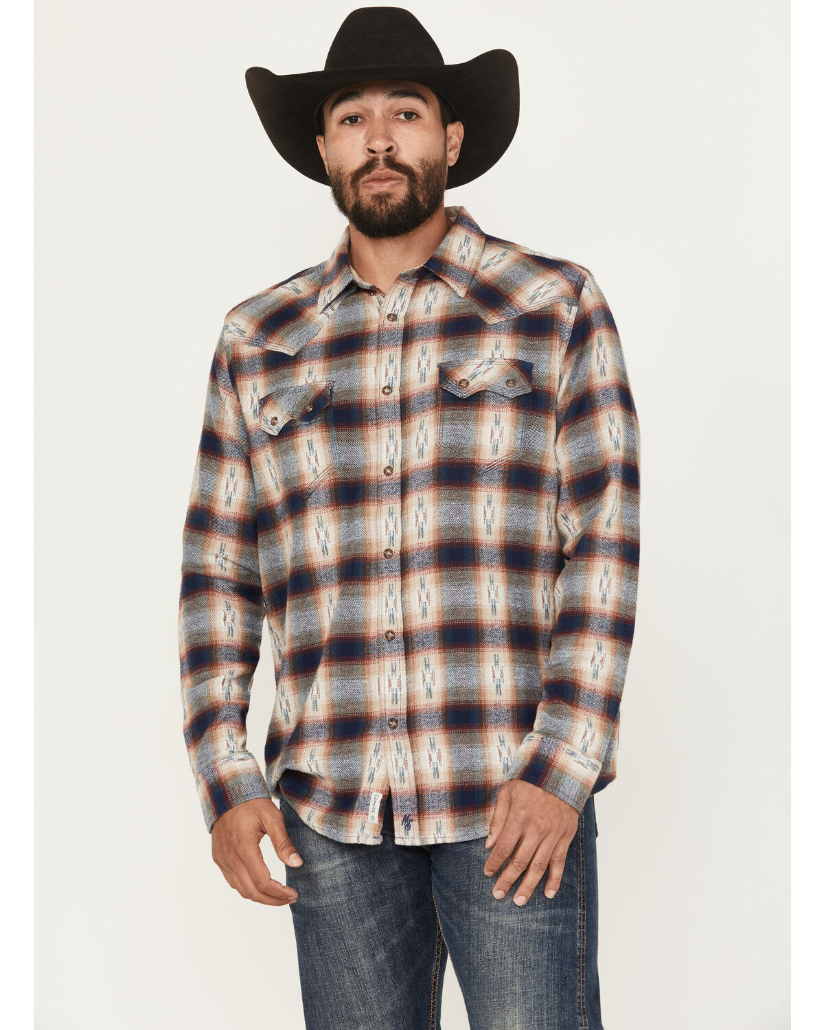 Men's Moonshine Spirit Sunburst Plaid Print Long Sleeve Button-Down Fl