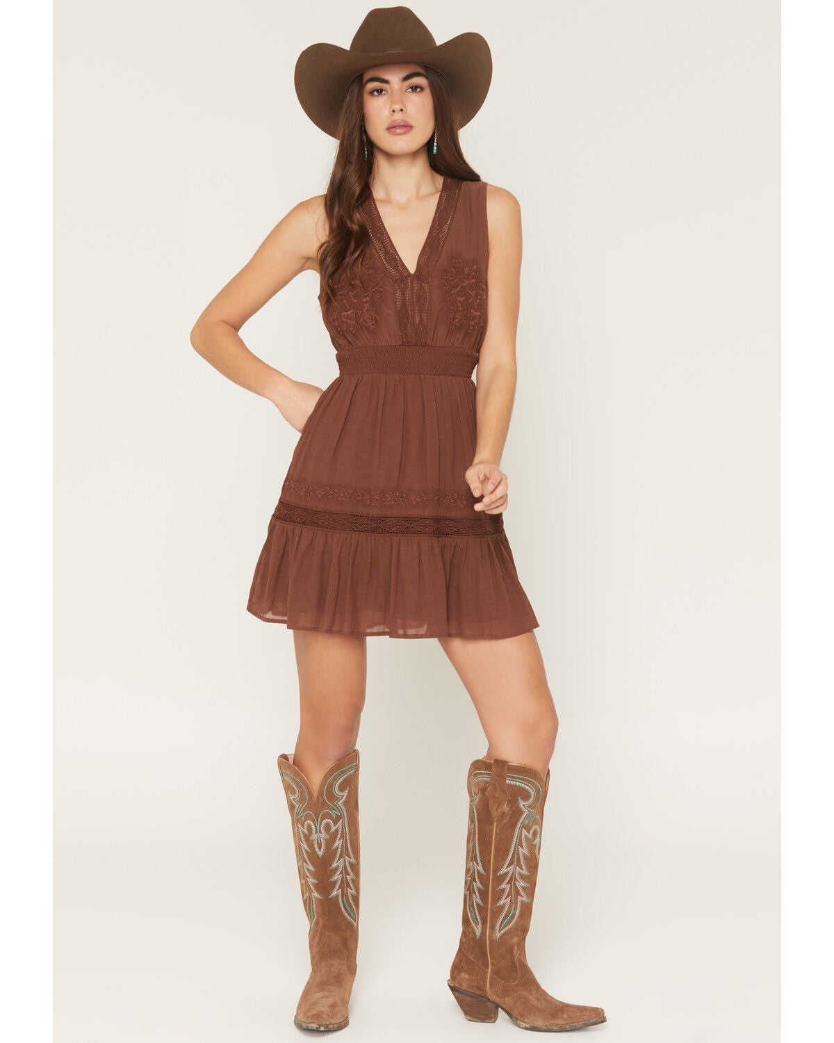 Women's Shyanne Embroidered Smocked Waist Mini Dress