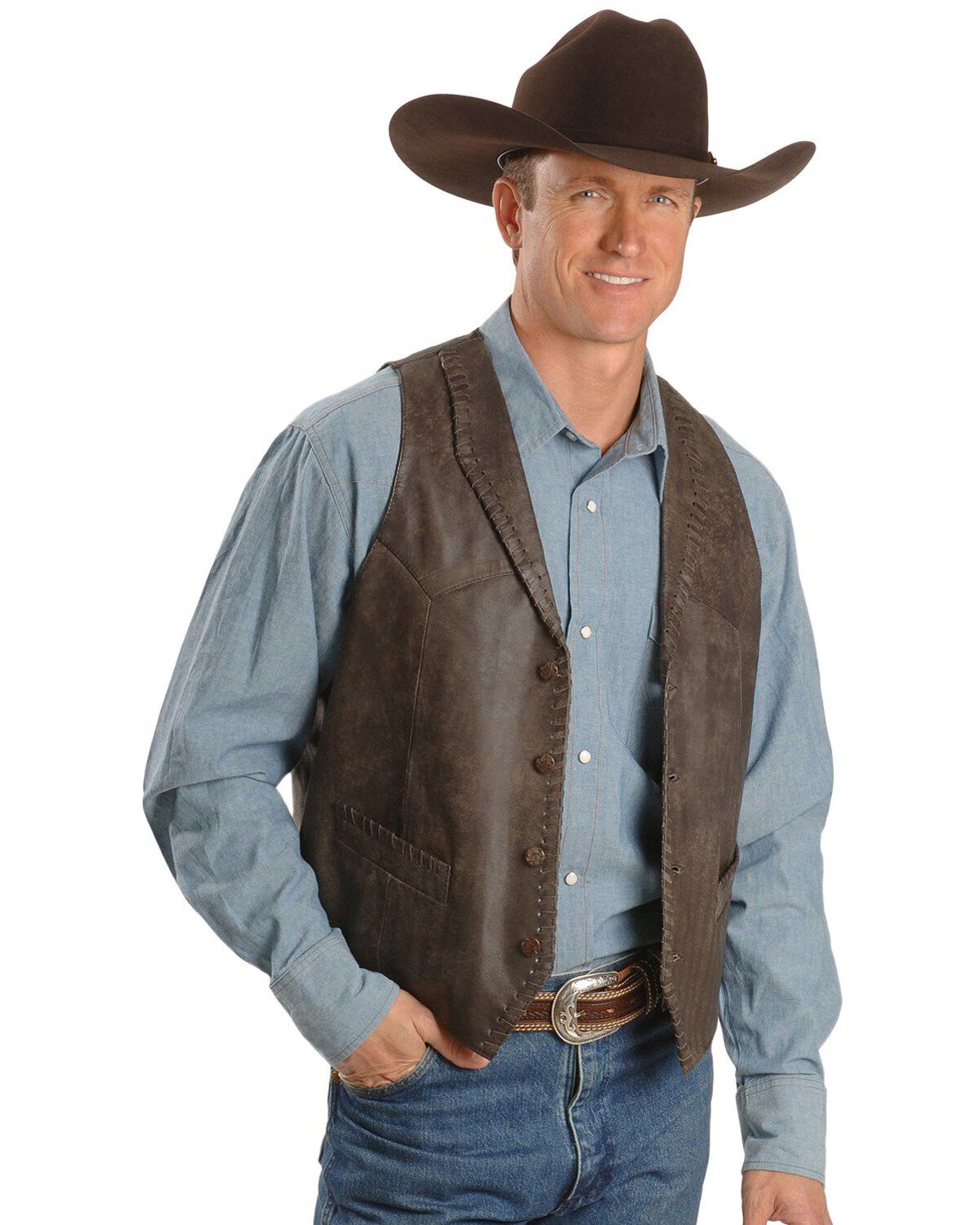Men's Scully Whipstitch Lamb Leather Vest