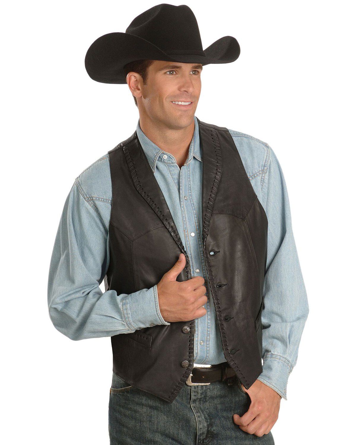 Men's Scully Whipstitch Lamb Leather Vest