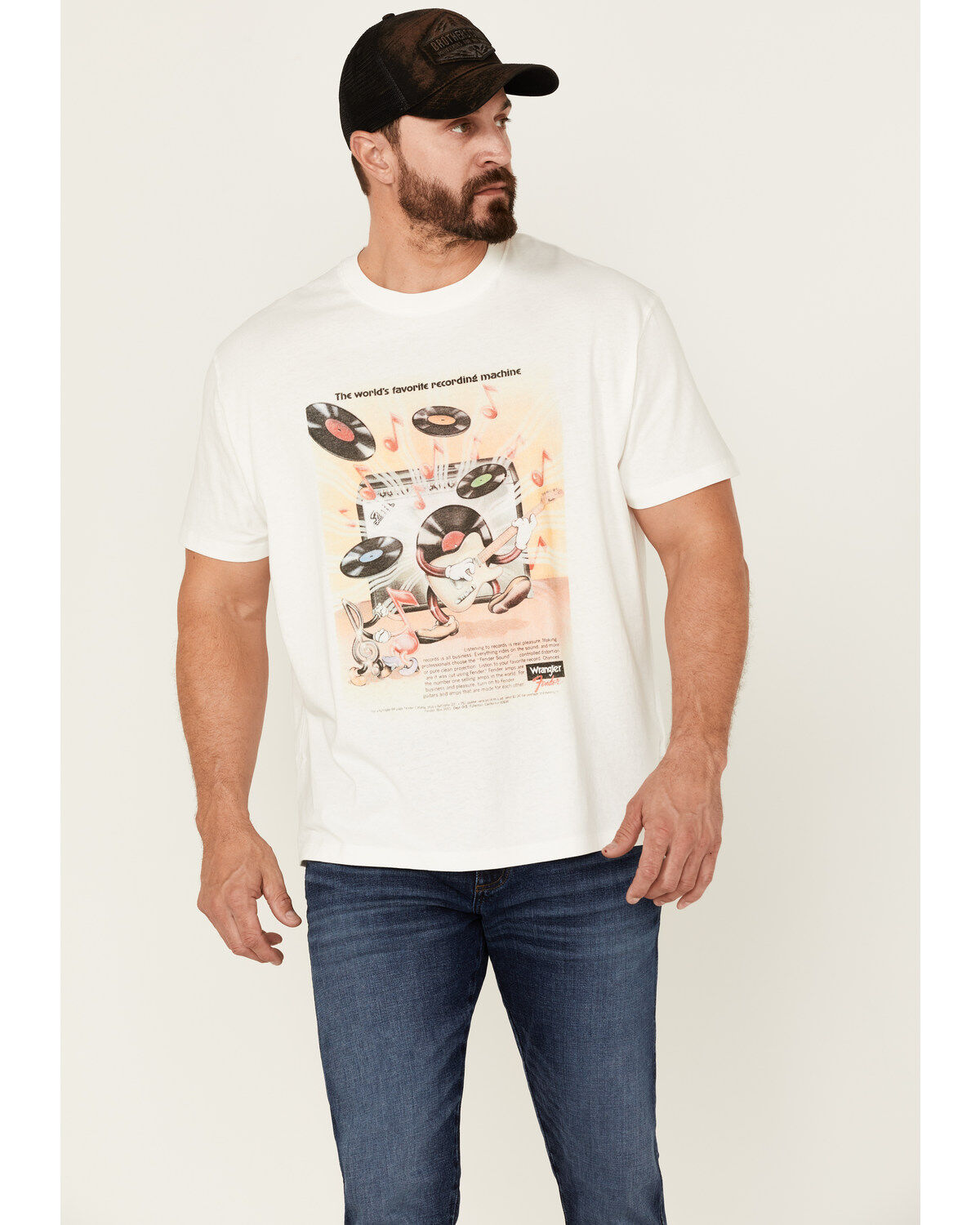 Men's Wrangler X Fender Dancing Record Vintage Graphic T-Shirt