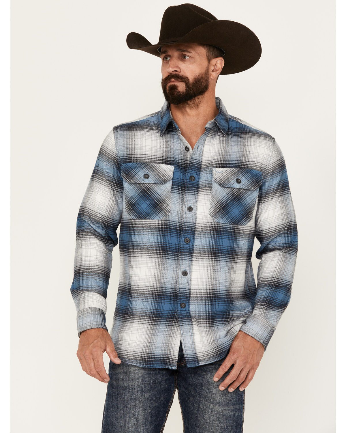 Men's Pendleton Burnside Plaid Print Long Sleeve Button-Down Western S