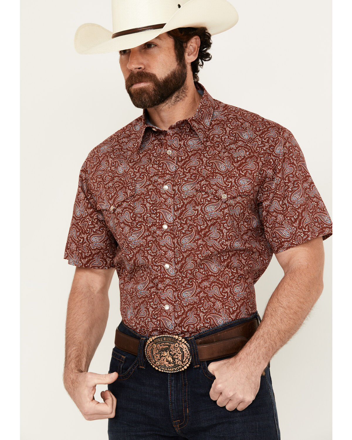Men's Roper West Made Paisley Print Short Sleeve Snap Western Shirt