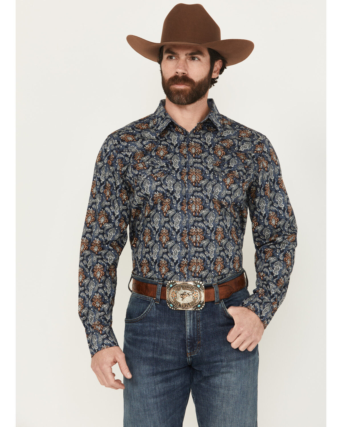 Men's Cody James Rodeo Ritz Paisley Print Long Sleeve Snap Western Shi