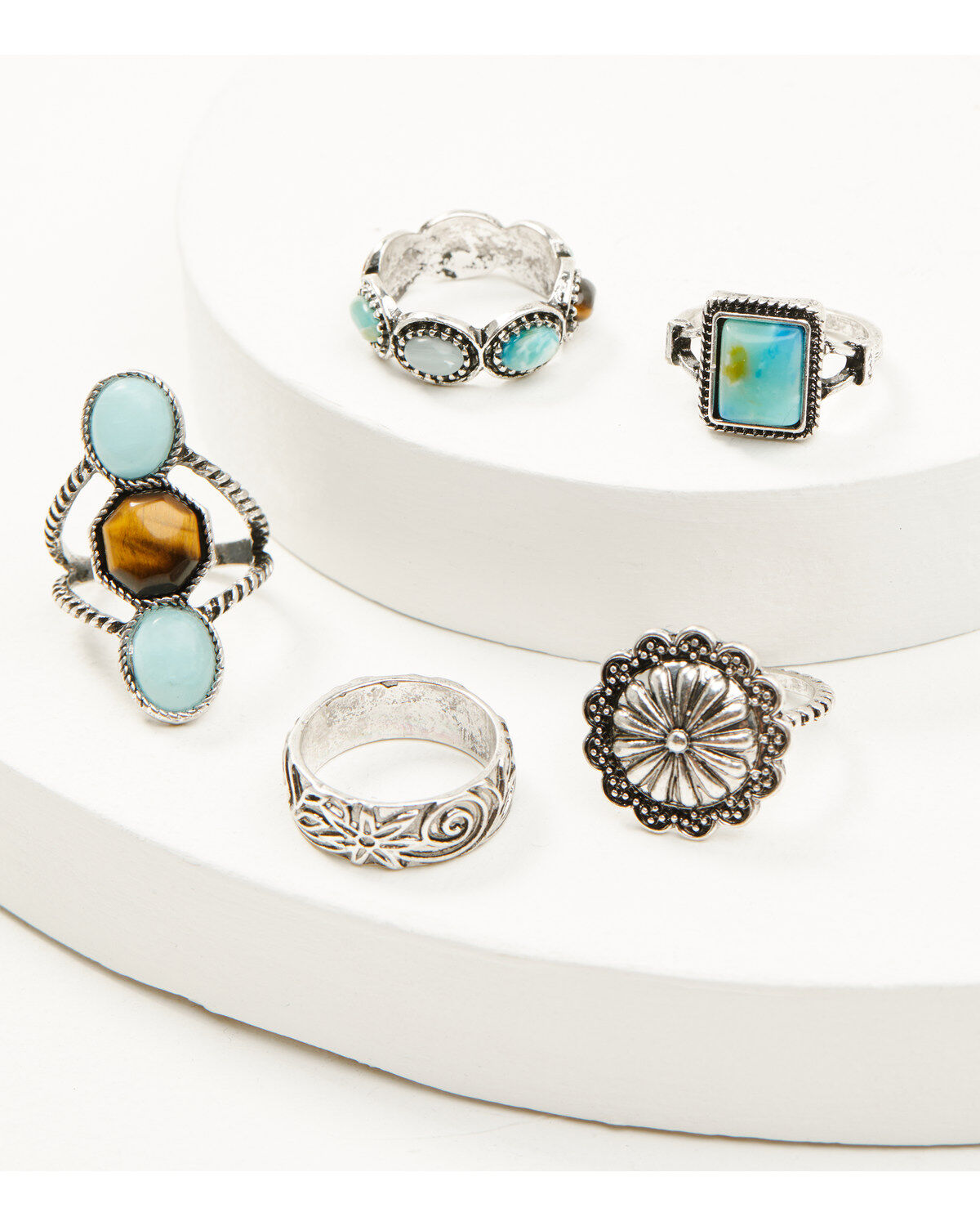 Women's Shyanne Juniper Sky Multi Gem Ring Set - 5 Piece