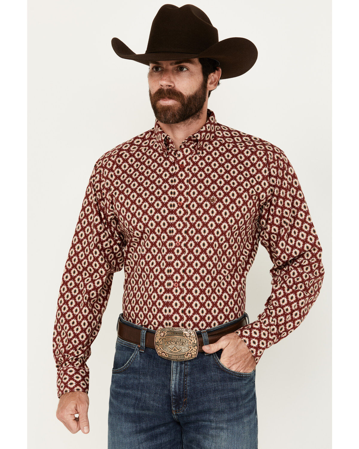Men's Ariat Nevil Southwestern Print Long Sleeve Button-Down Shirt