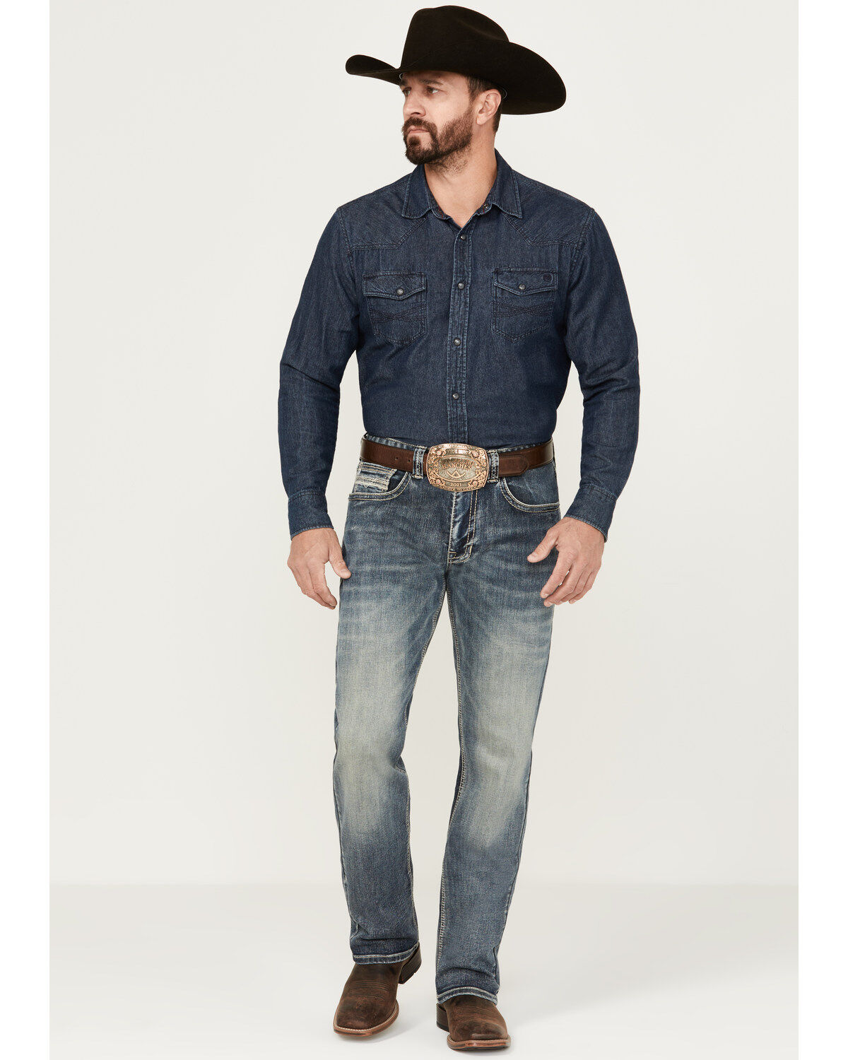 Men's Double Barrel Rock & Roll Denim Medium Vintage Wash Relaxed Stac