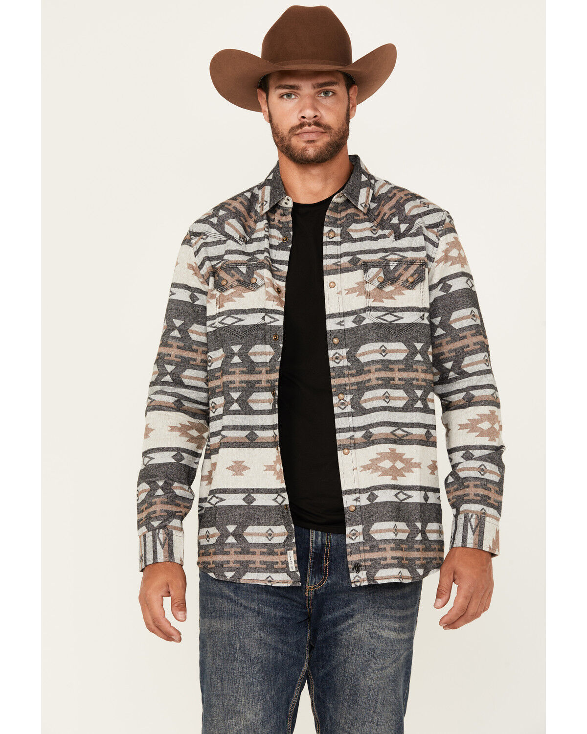 Men's Moonshine Spirit Gun Shop Southwestern Print Long Sleeve Snap Fl