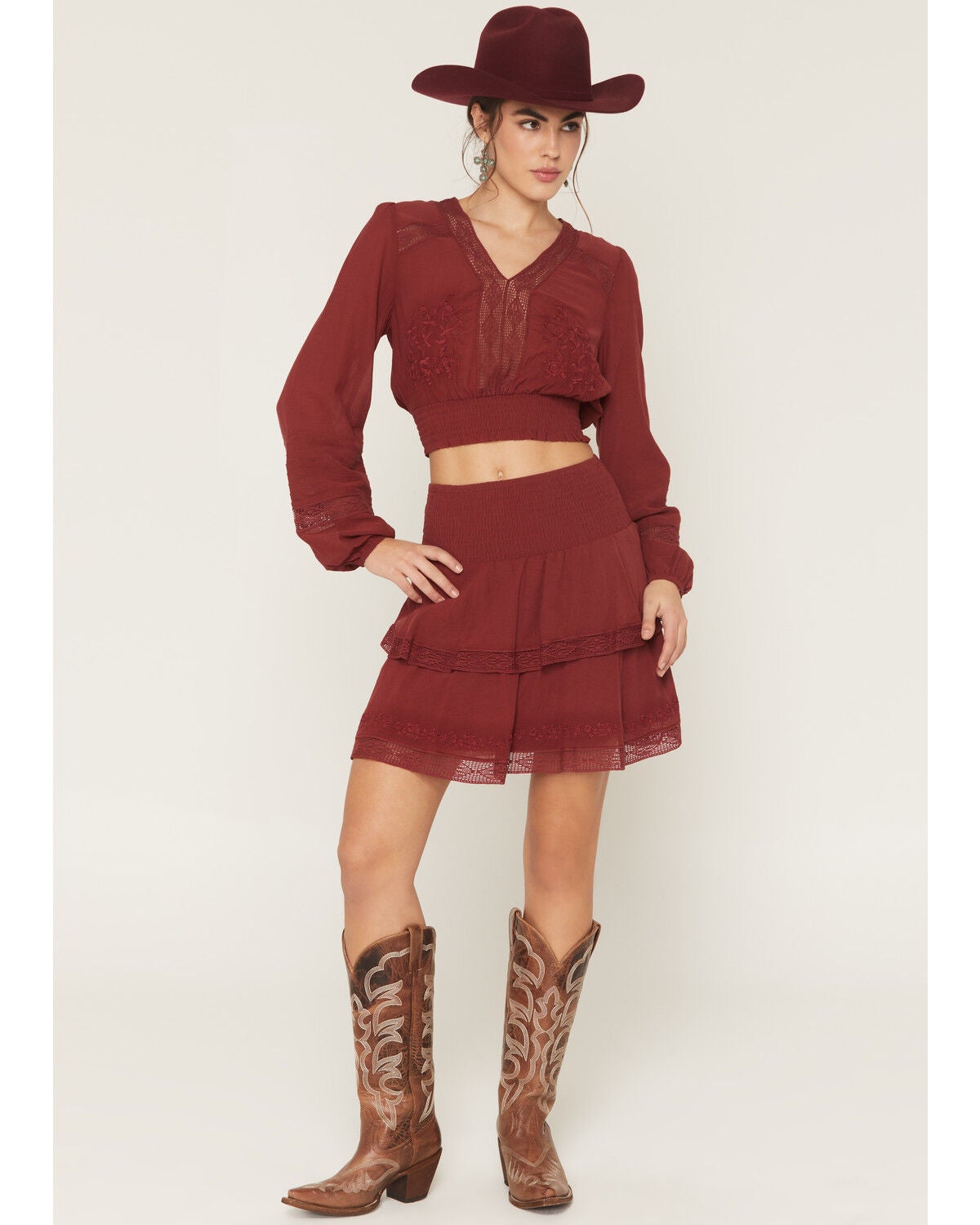 Women's Shyanne Embroidered Flutter Mini Skirt