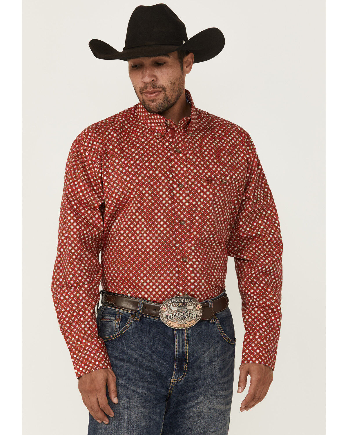 Men's Wrangler George Strait by Geo Print Long Sleeve Button-Down Stre